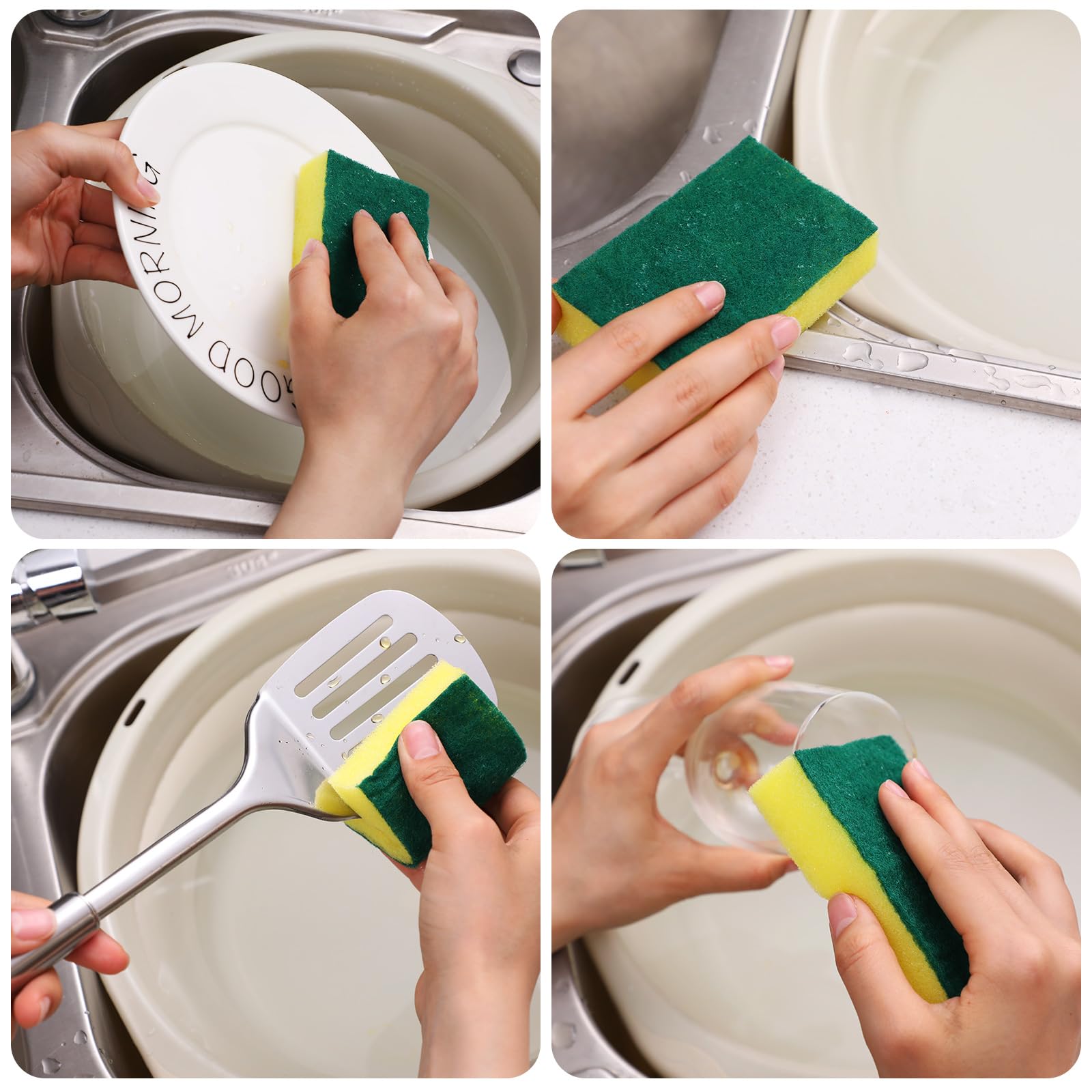 Individually Wrapped Sponge Dishwashing Sponge Bulk Non Scratch Scrub Sponges Kitchen Scouring Pad for Household Cleaning Rental Dishes Hotel Apartment Car (60 Count)