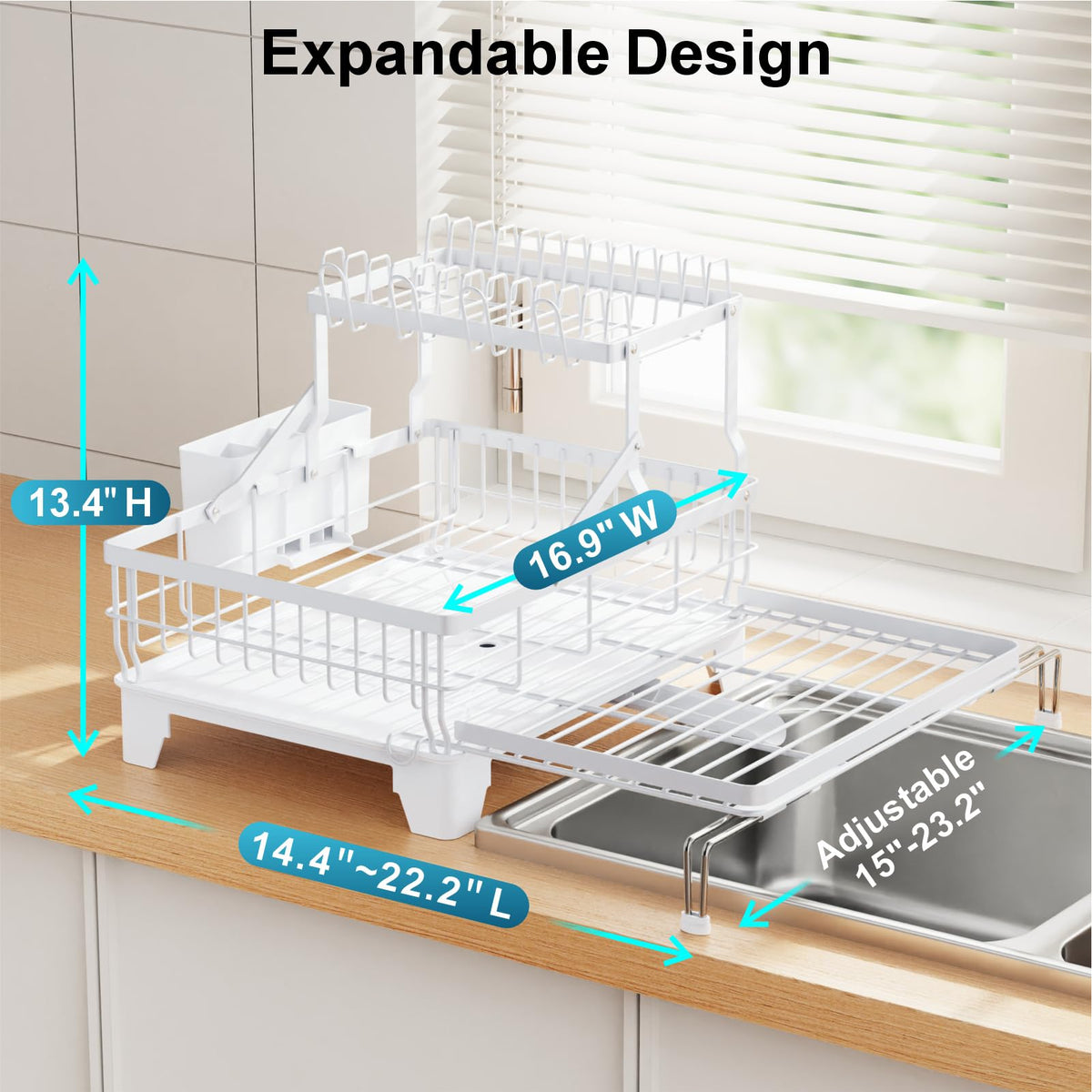 Large Expandable 2 Tier Dish Drying Rack