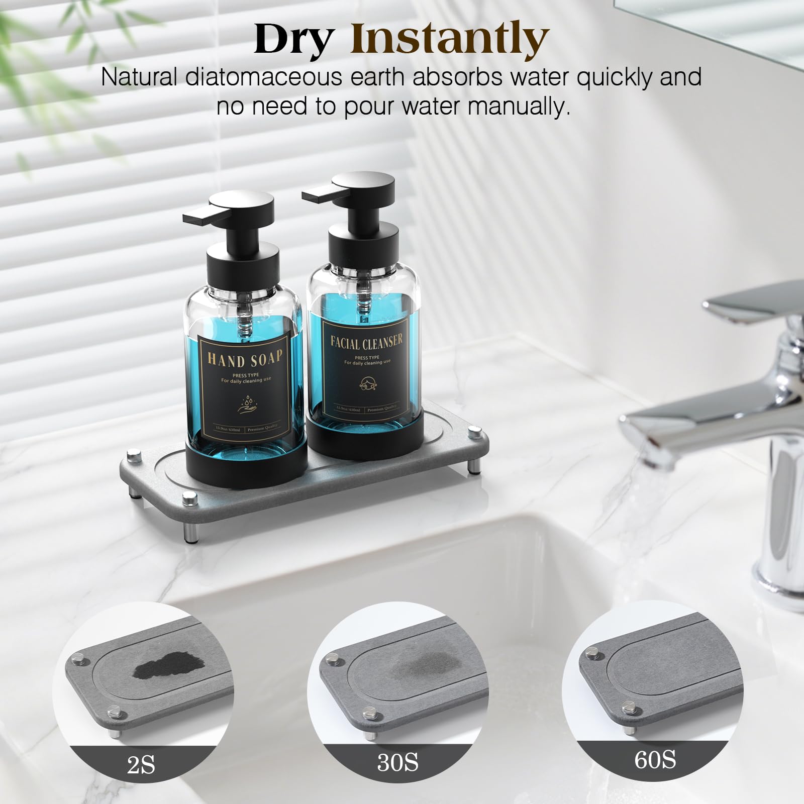 15oz Glass Foaming Soap Dispenser Set (2 Count)