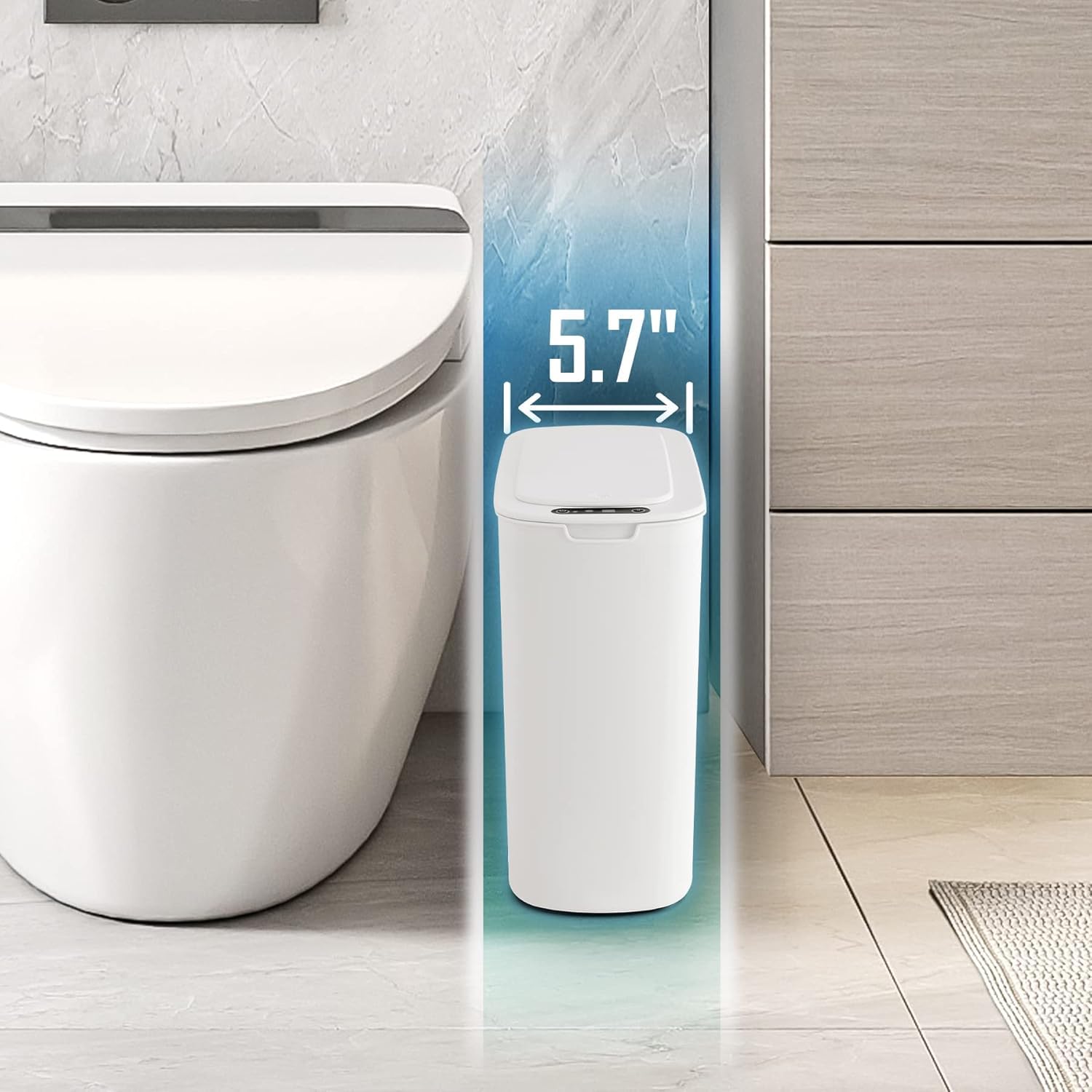 Automatic Small Bathroom Trash Can with Lid