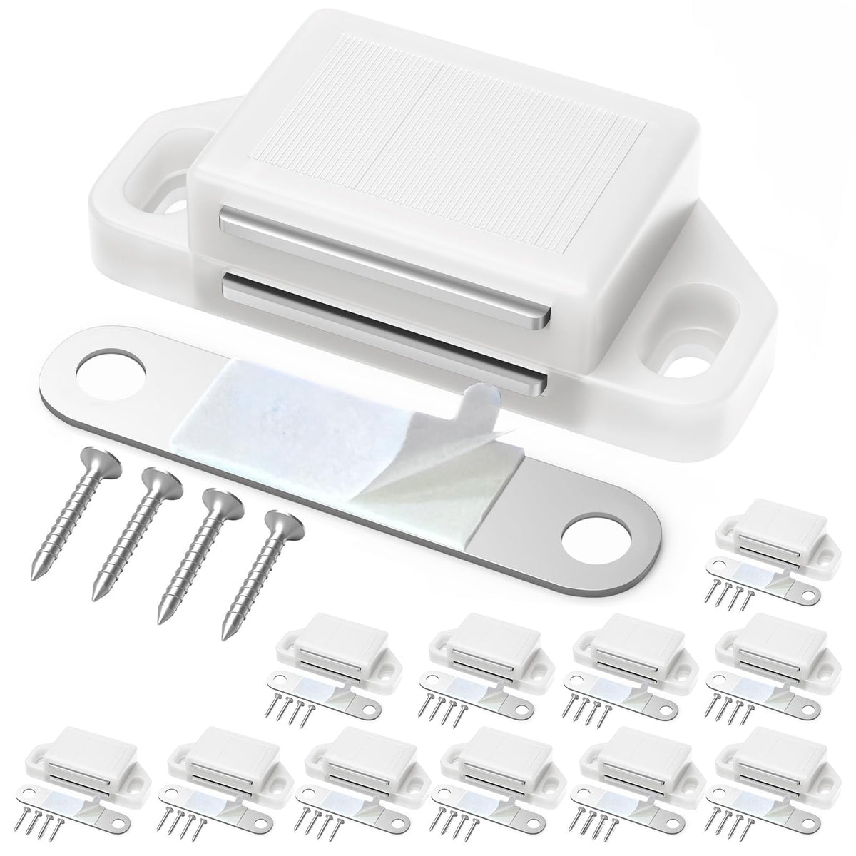 Cabinet Magnetic Catch Door Latch 25LB for Kitchen Drawer Magnets to Stay Closed Magnetic Catch Closet for Drawer（White 12 Pack）