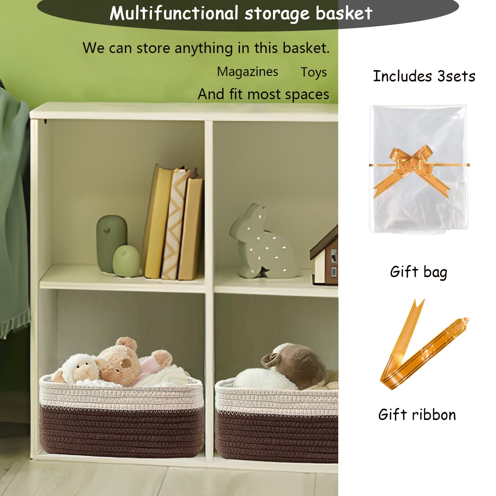 COMFY HOMI 11.5"x7.5"x4.7" Storage Baskets for Organizing (3 Count)