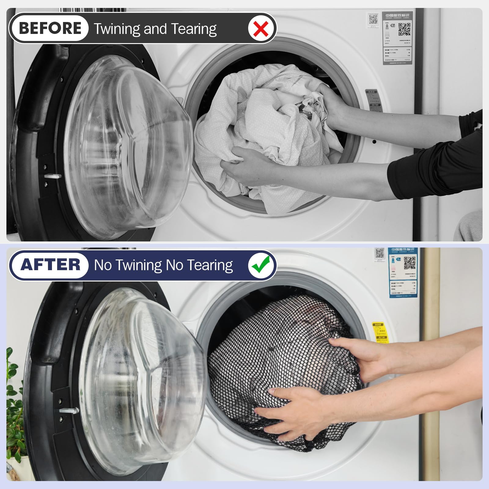 3Pcs Mesh Laundry Bags Washing Machine Mesh Wash Bags Jumbo for Delicates Clothes (3 Count)