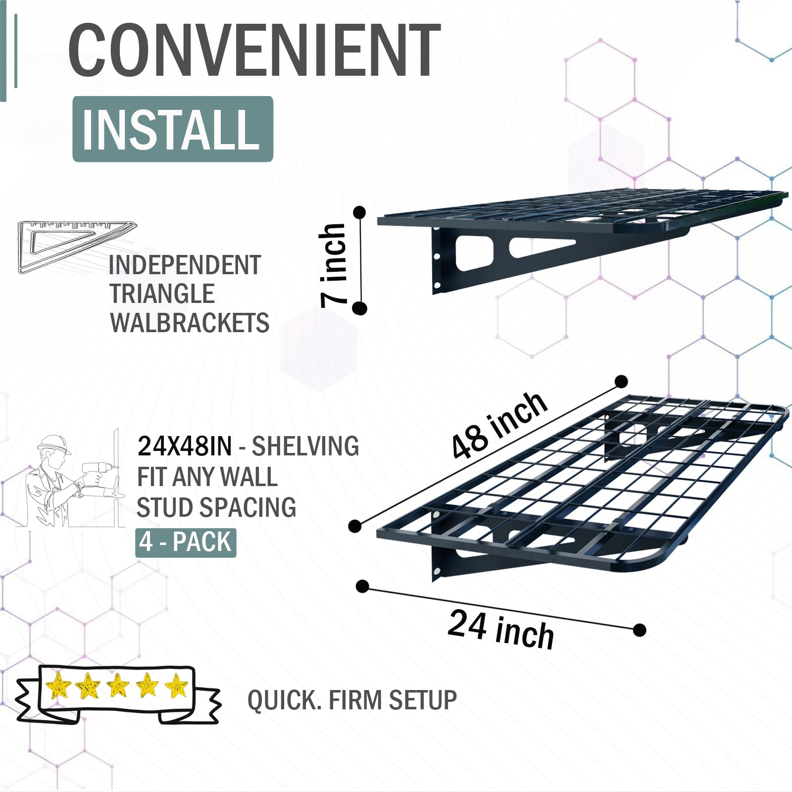 4 Pack 2x4ft Garage Wall Shelving (4 Count)