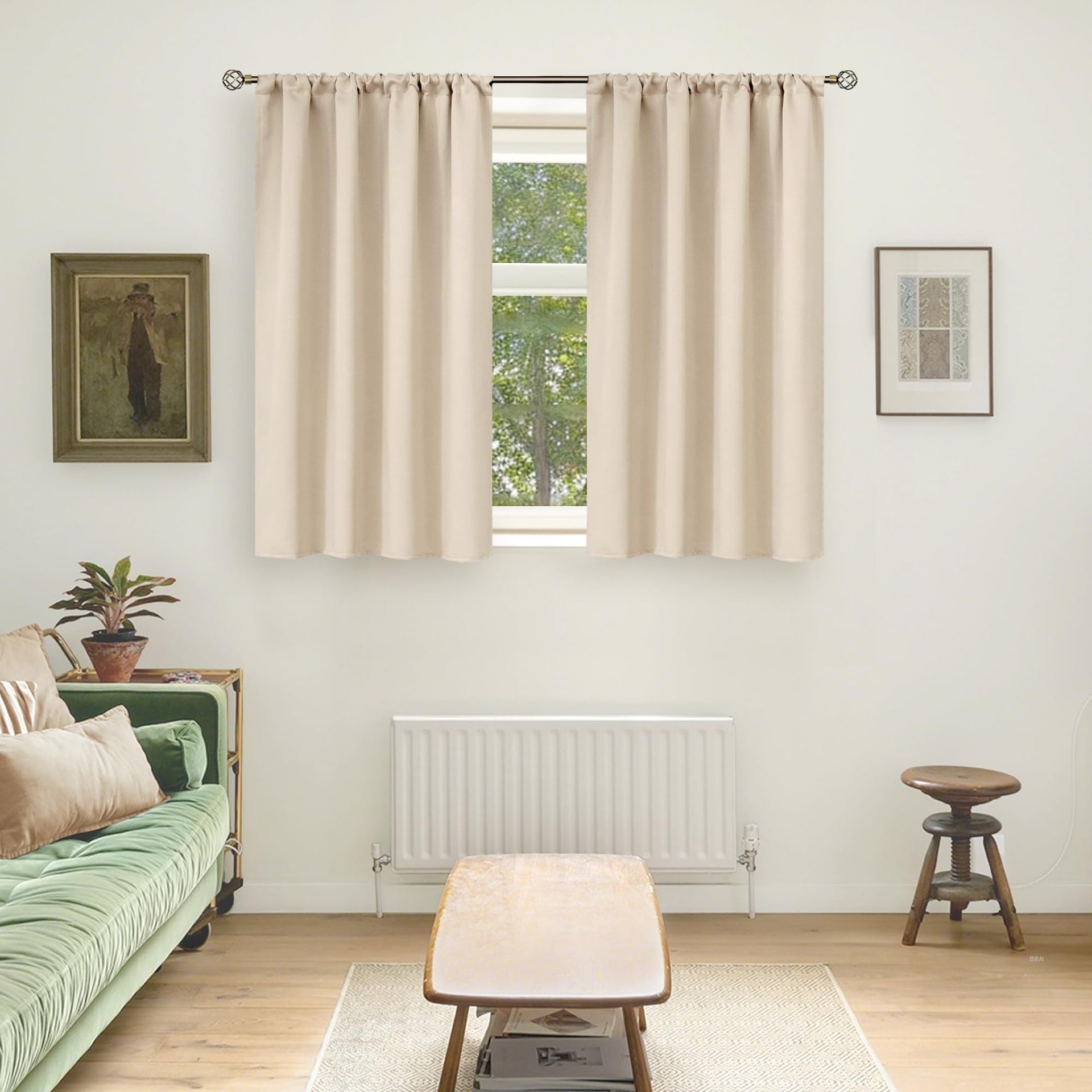 Champagne Blackout Curtains 45 Inches Long for Bedroom (2 Count)