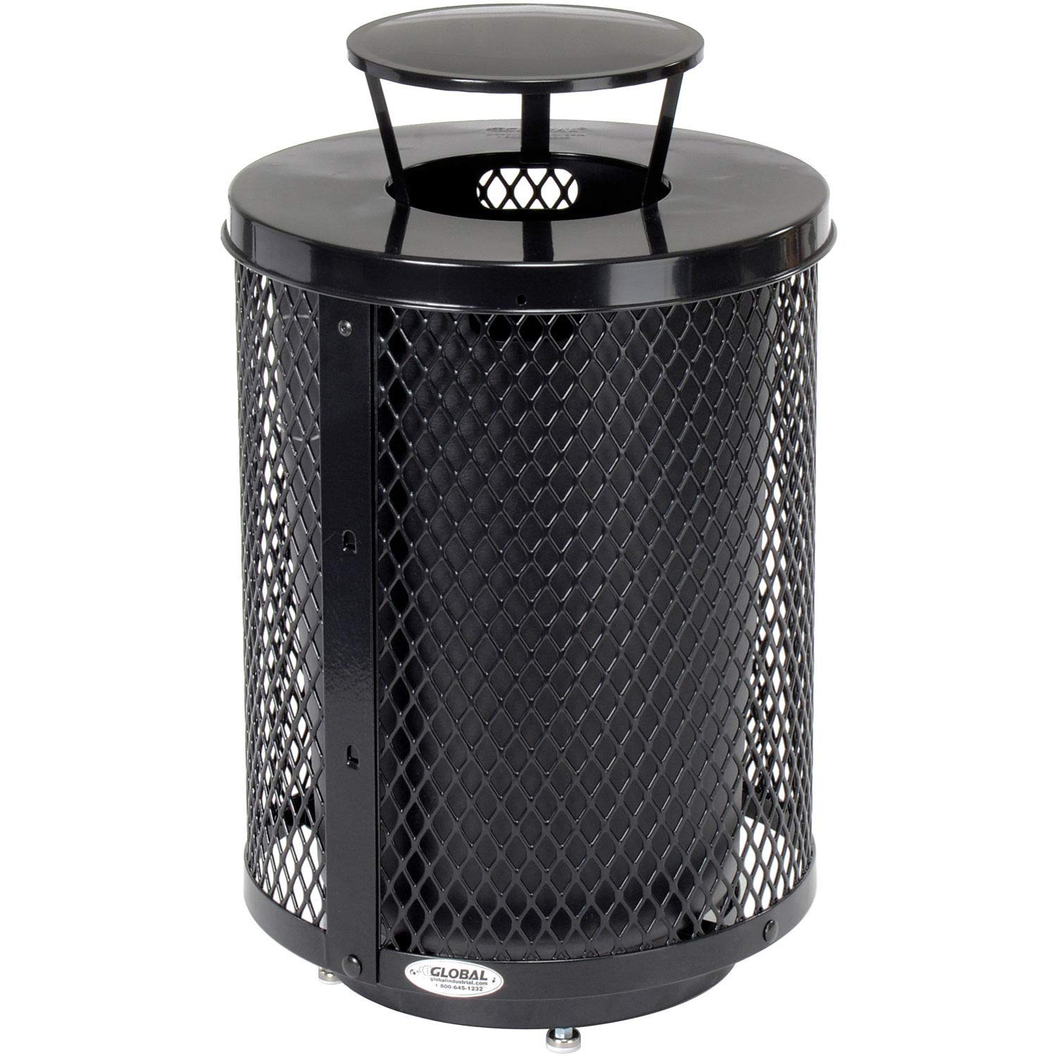 Outdoor Diamond Steel Trash Can with Rain Bonnet Lid