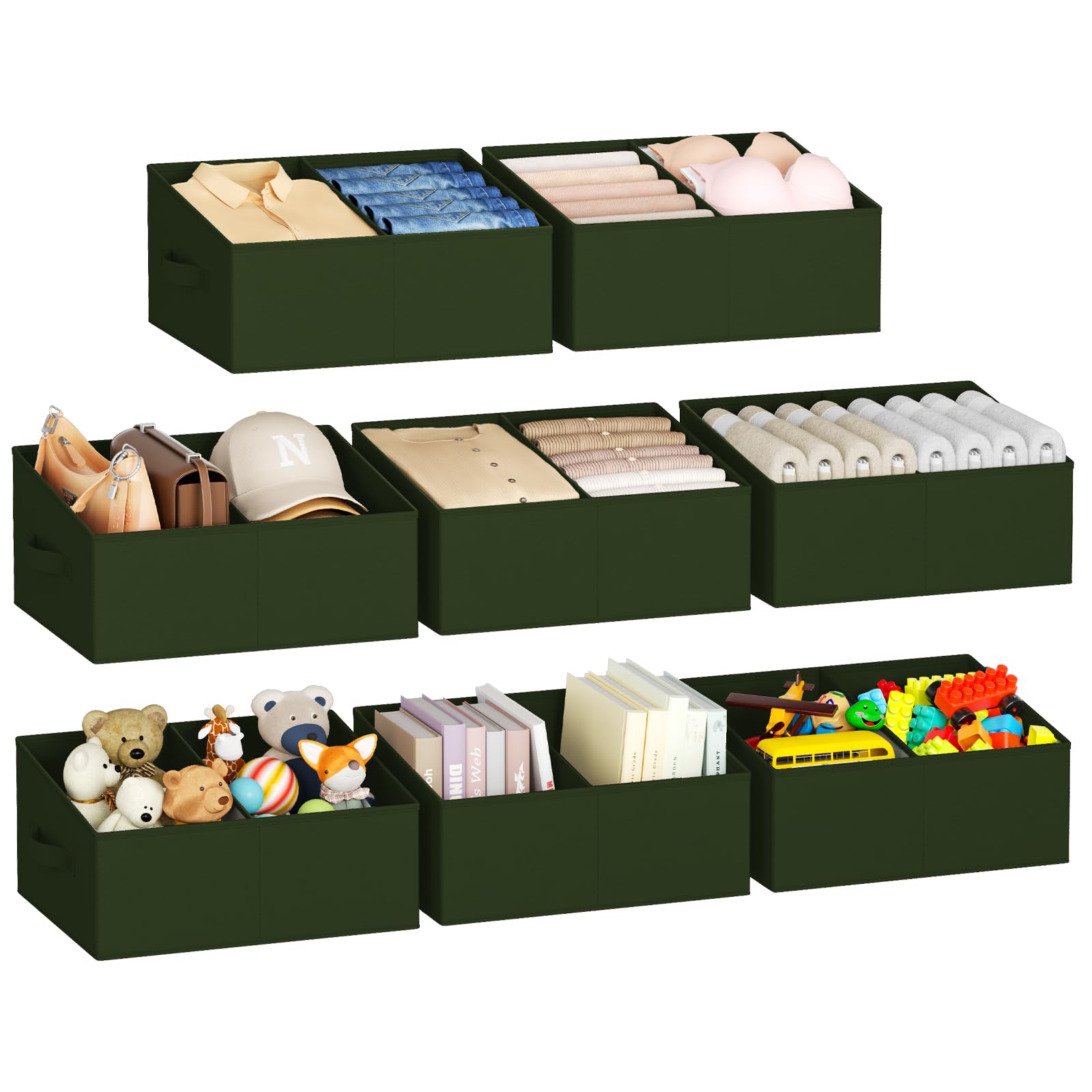 Large Closet Shelf Organizer Bins 8 Packs with Handles and Divider (8 Count)