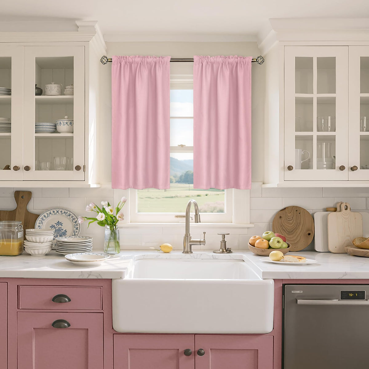 Light Pink Room Darkening Curtains 45 Inches Long (2 Count)