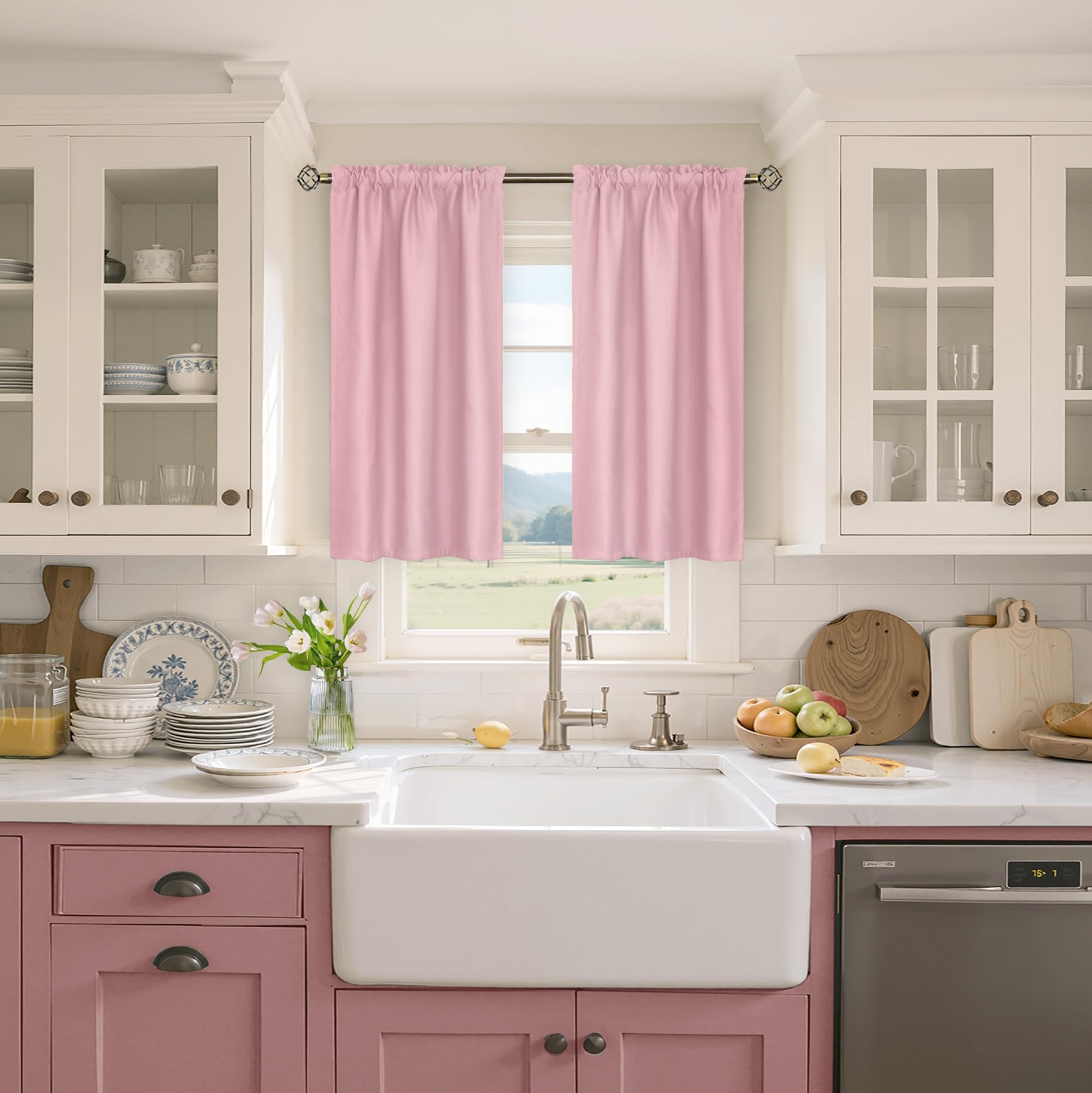 Light Pink Room Darkening Curtains 45 Inches Long (2 Count)