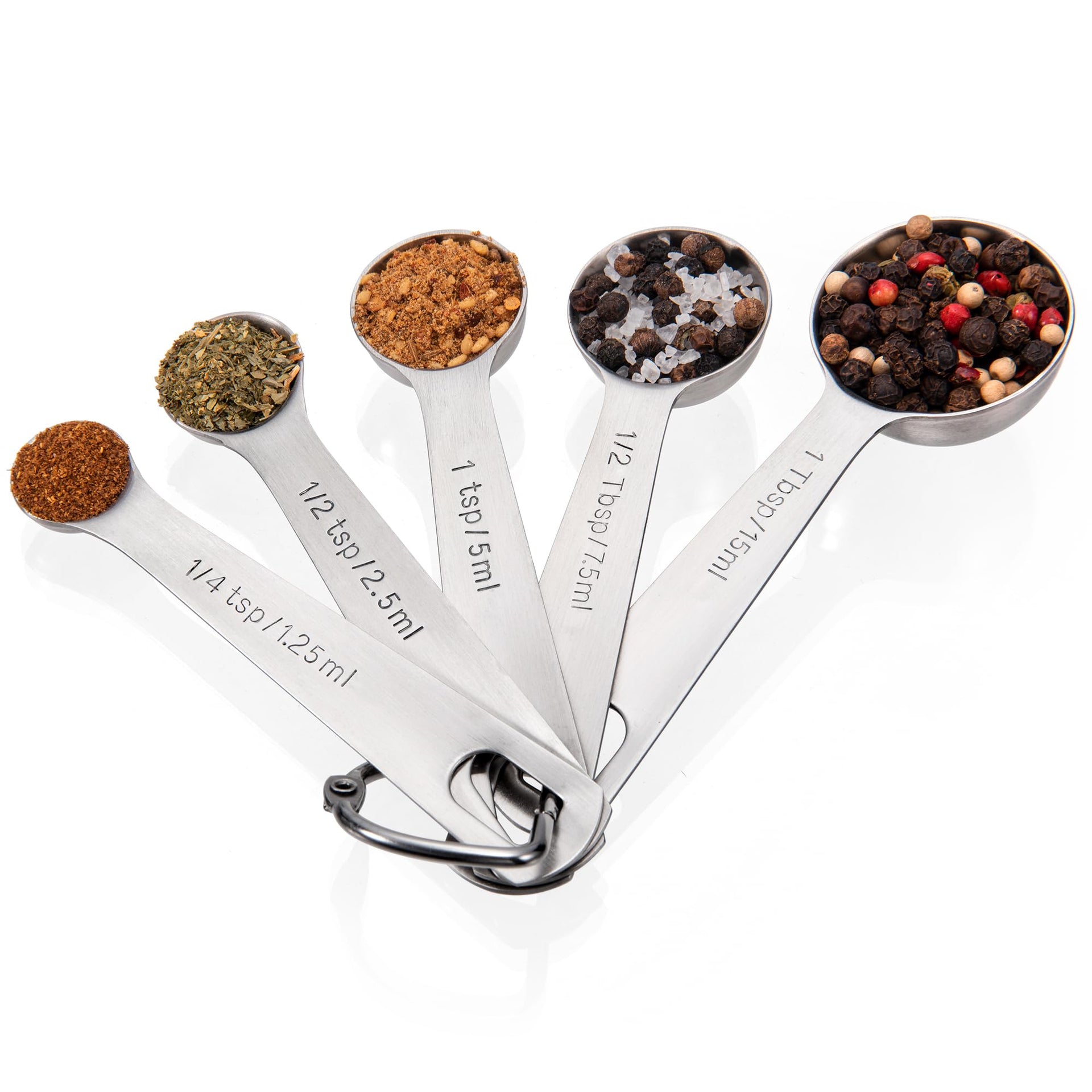 18 8 Stainless Steel Measuring Spoons with Engraved Metric (5 Count)