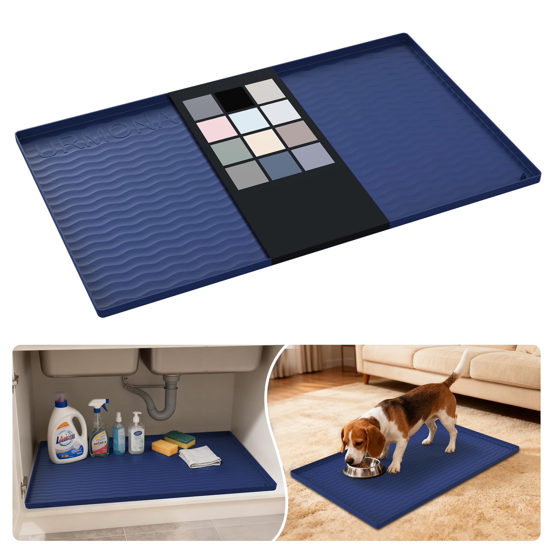 Waterproof Silicone Under Sink Mat 31'' x 19'' Shelf Liner for Kitchen and Bathroom