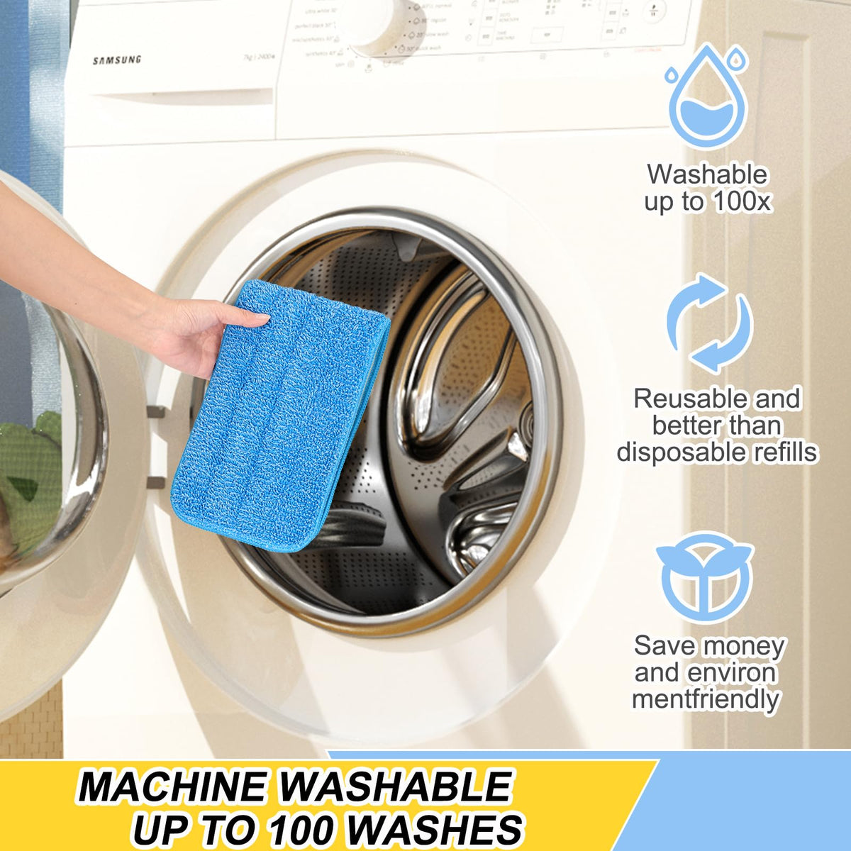 16.5 Inch Reusable Mop Pads Microfiber Spray Mop Replacement Heads for Wet
