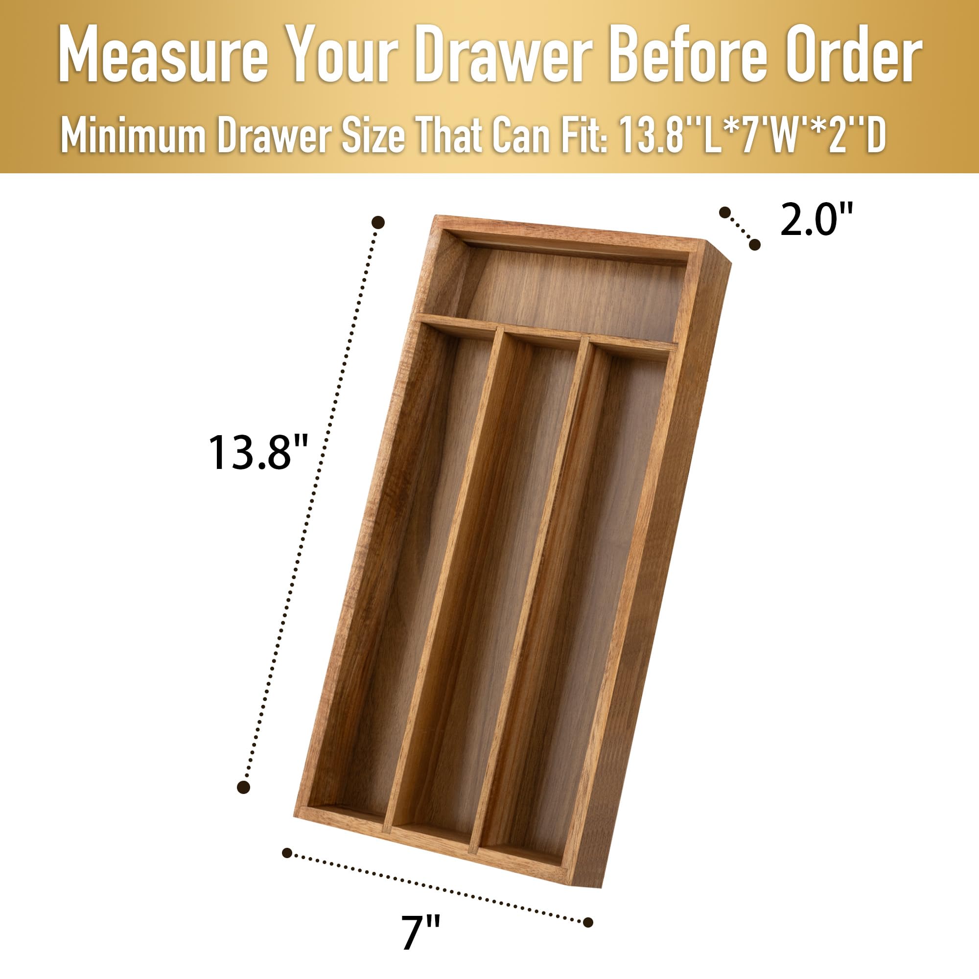 Acacia 4 Slot Silverware Drawer Organizer