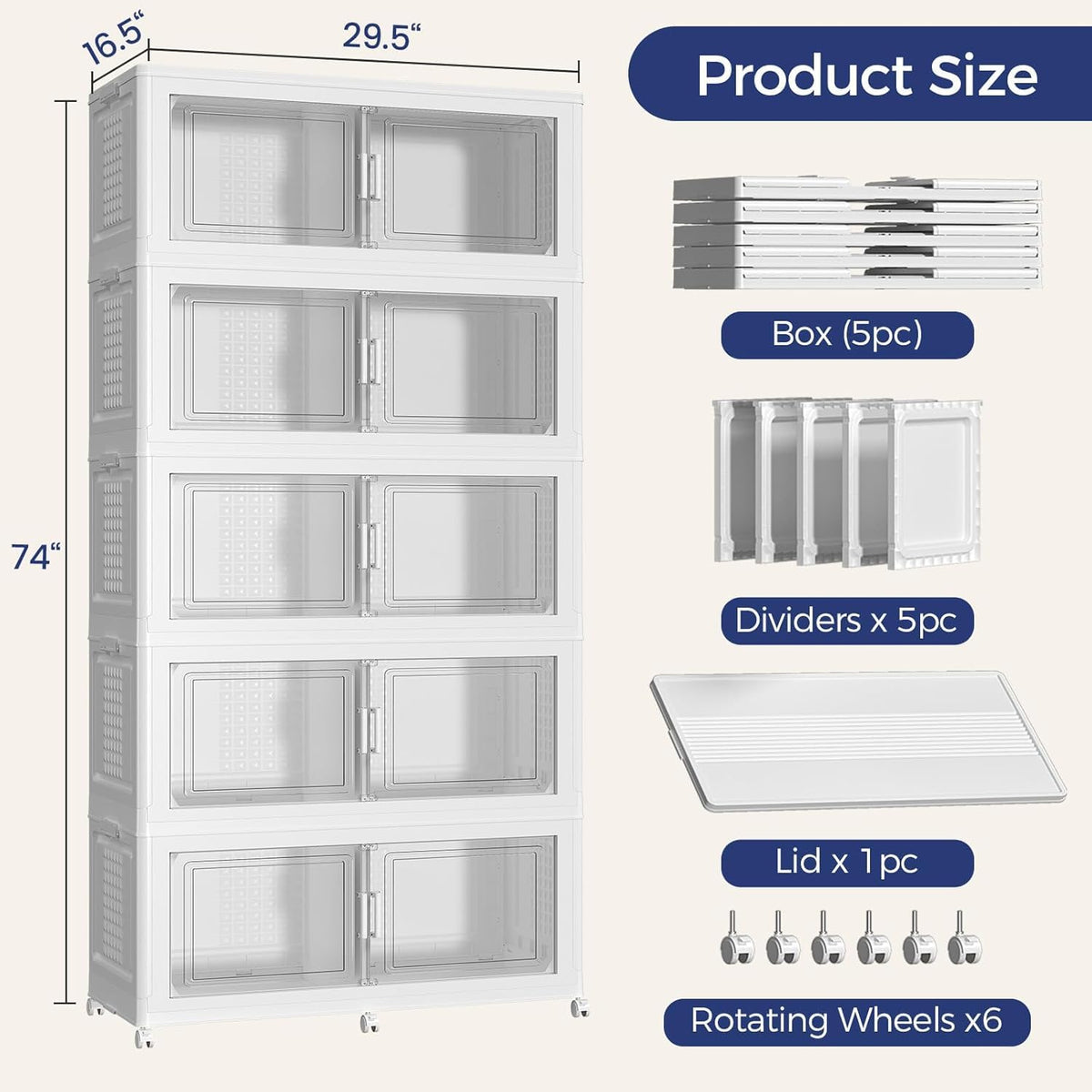200GAL Storage Bins with Lid and Wheels (5 Count)