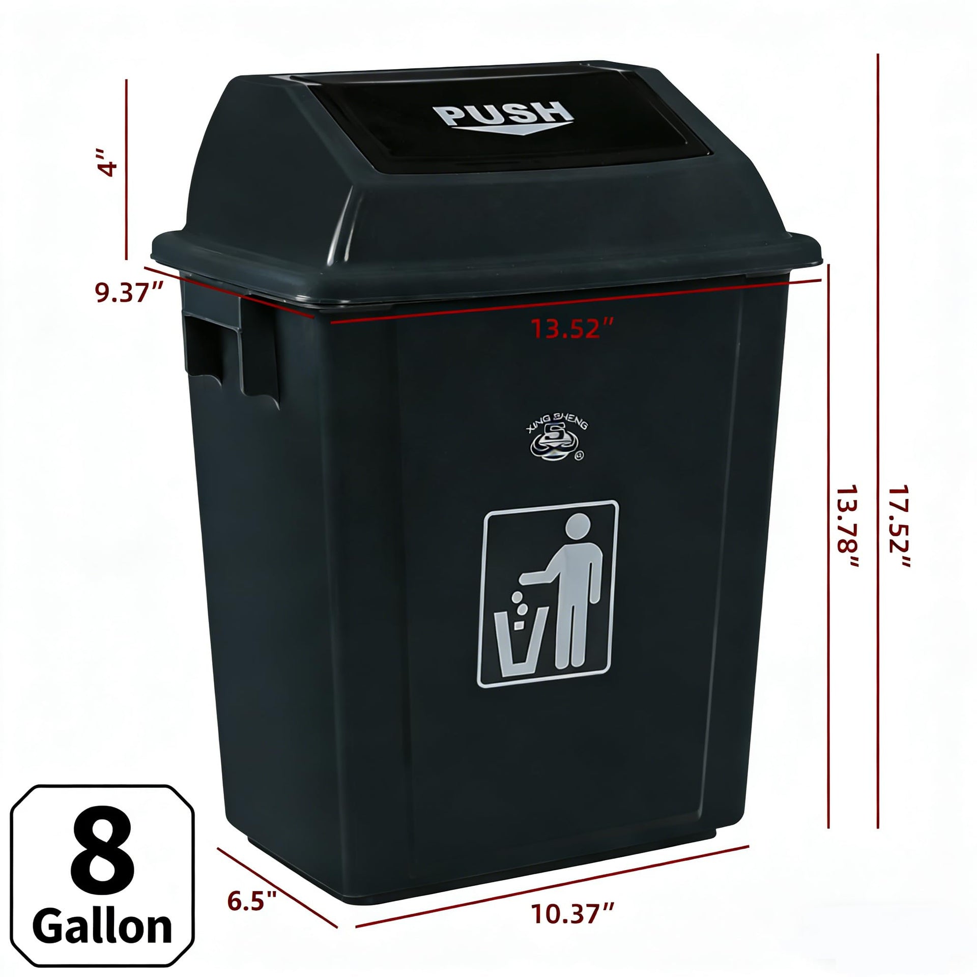 8 Gallon Plastic Small Trash Can with Swing Lid (4 Count)