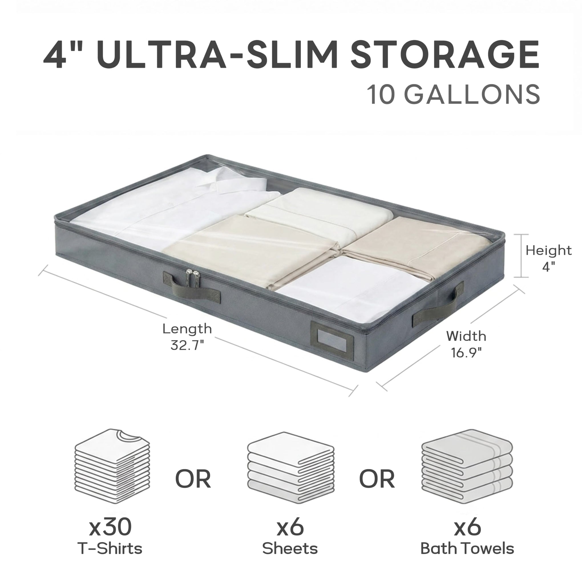 4" Low Profile Under Bed Storage Bins (2 Count)