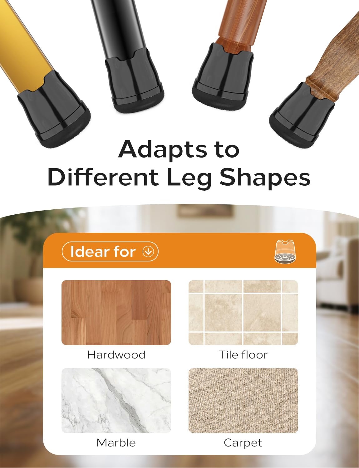 24 Pack Silicone Chair Leg Floor Protectors for Hardwood Floors (24 Count)