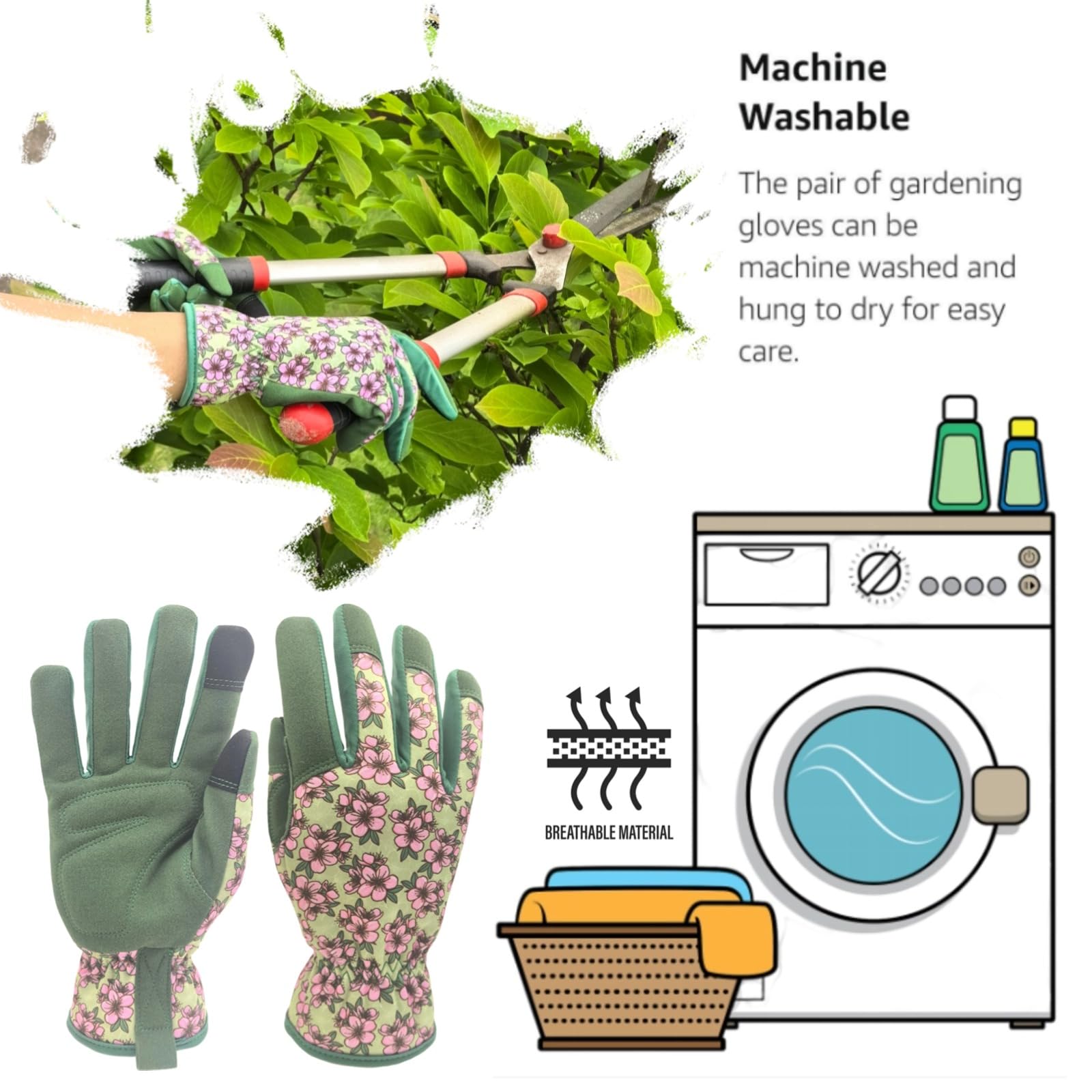 Cute Floral Pattern Gardening Gloves