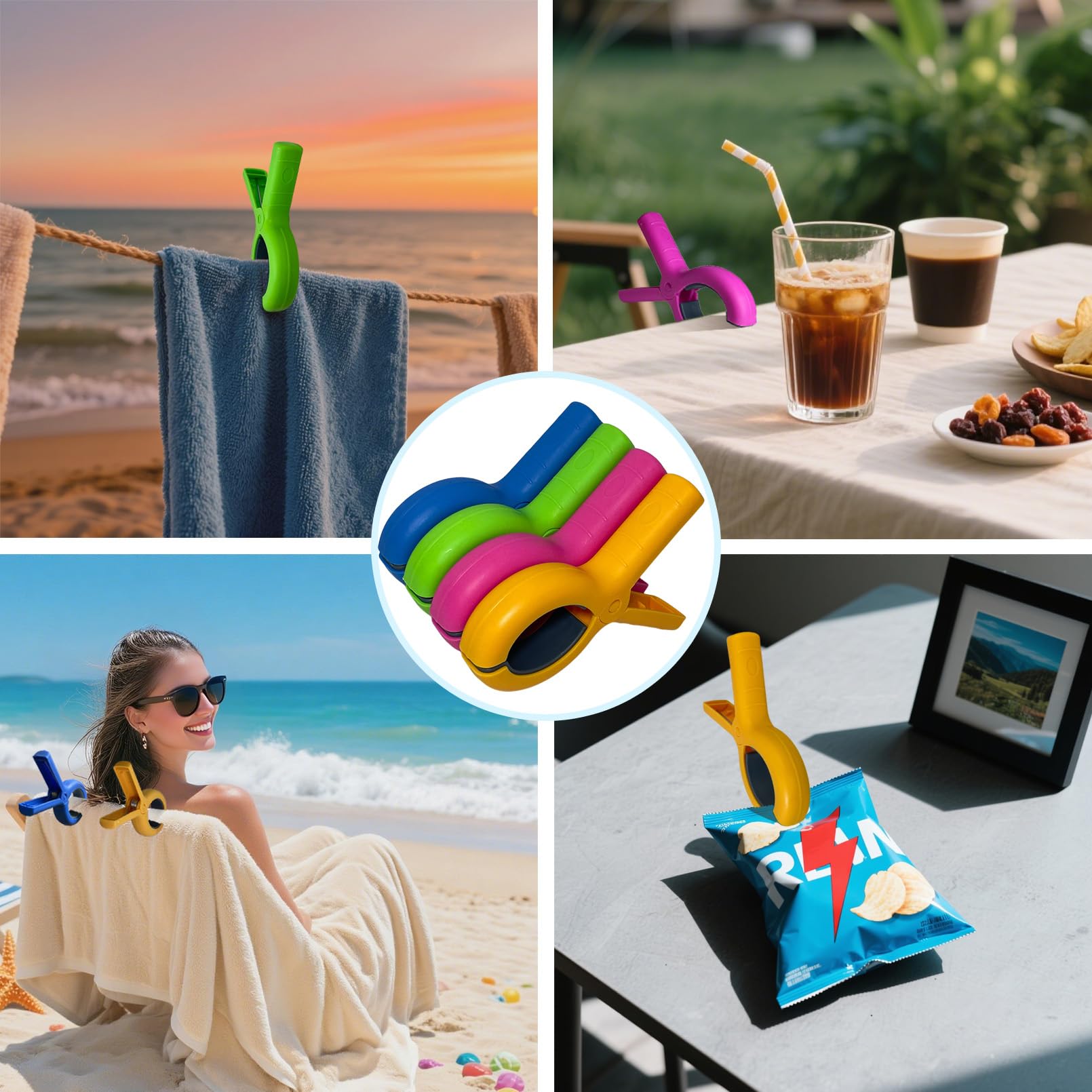 5.1"Jumbo Beach Towel Clips 8 Pcs (8 Count)