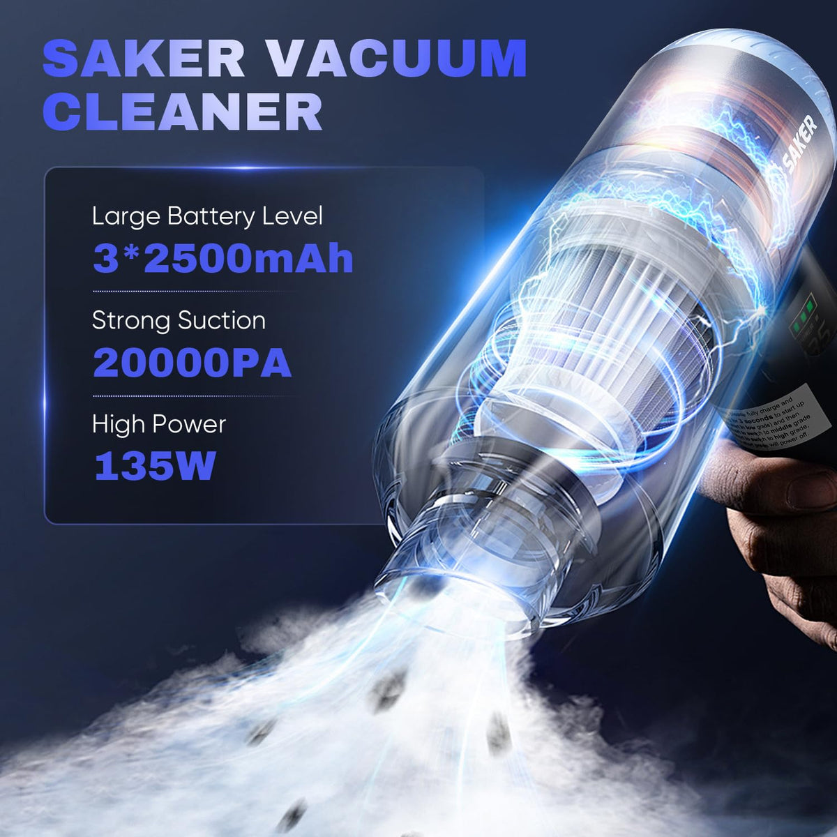 4 in1 Handheld Car Vacuum Portable Cordless 20000Pa HL157 Blue