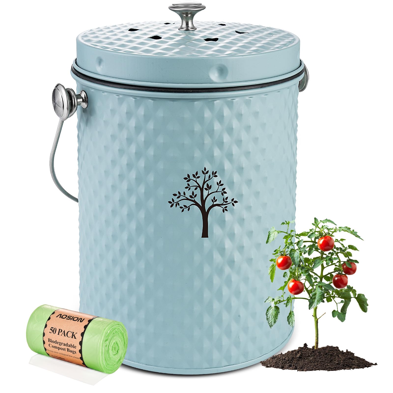 Countertop Kitchen Odorless Compost Bin with Removable Inner Bucket