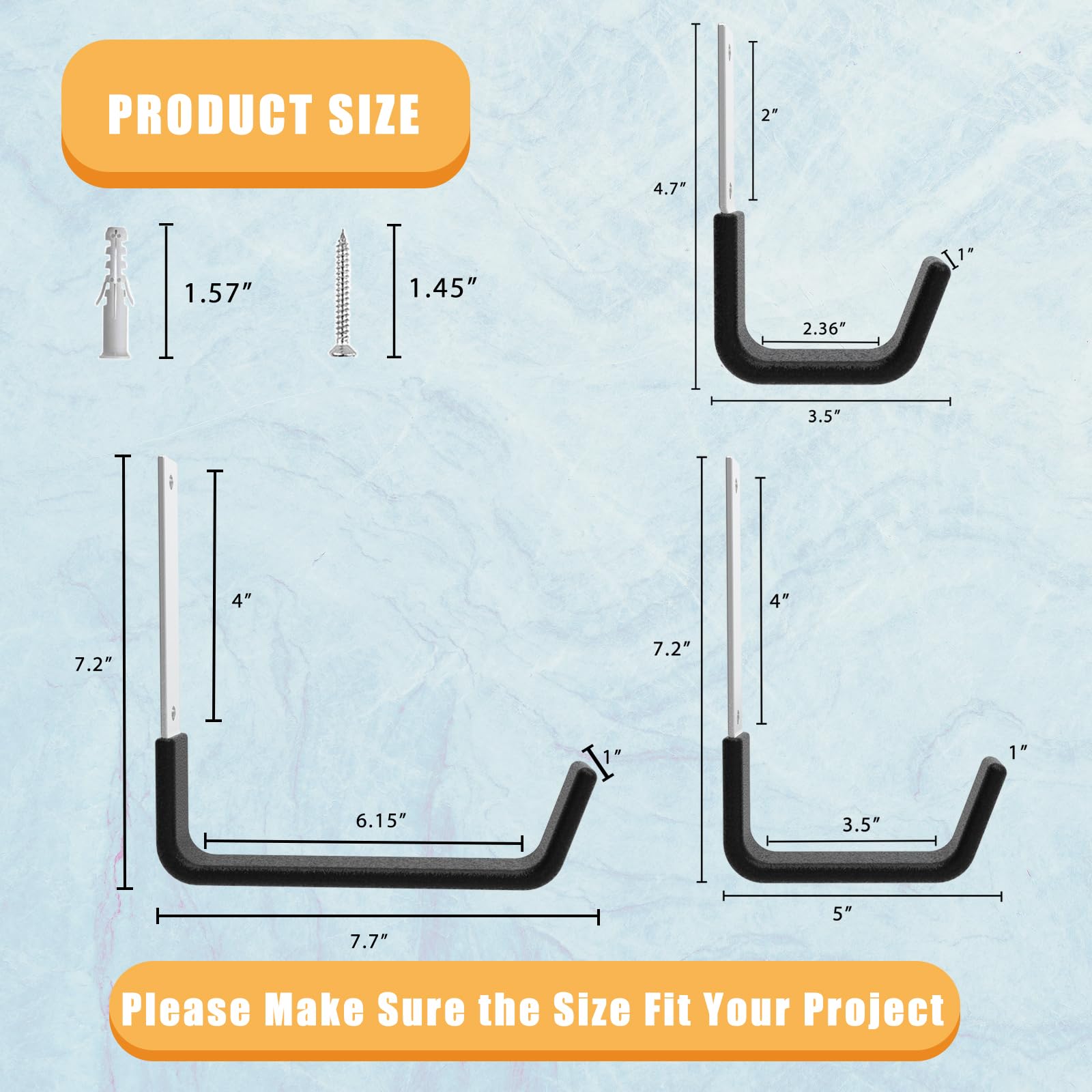 Heavy Duty Utility Hooks for Garage Storage Utility Hooks Wall Mount (6 Count)