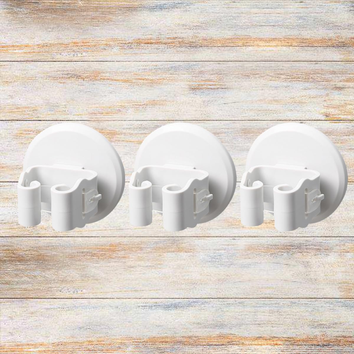 3pcs White Suction Cup Mop Broom Holder Wall