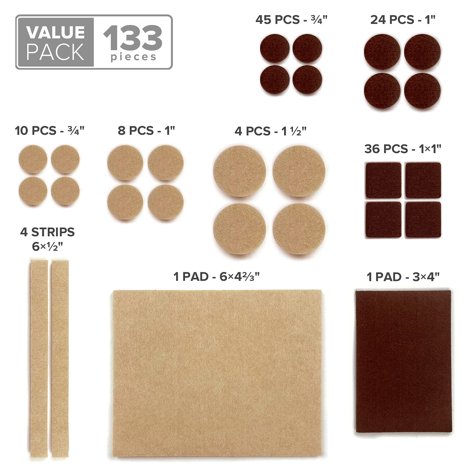 Felt Furniture Pads X (133 Count)