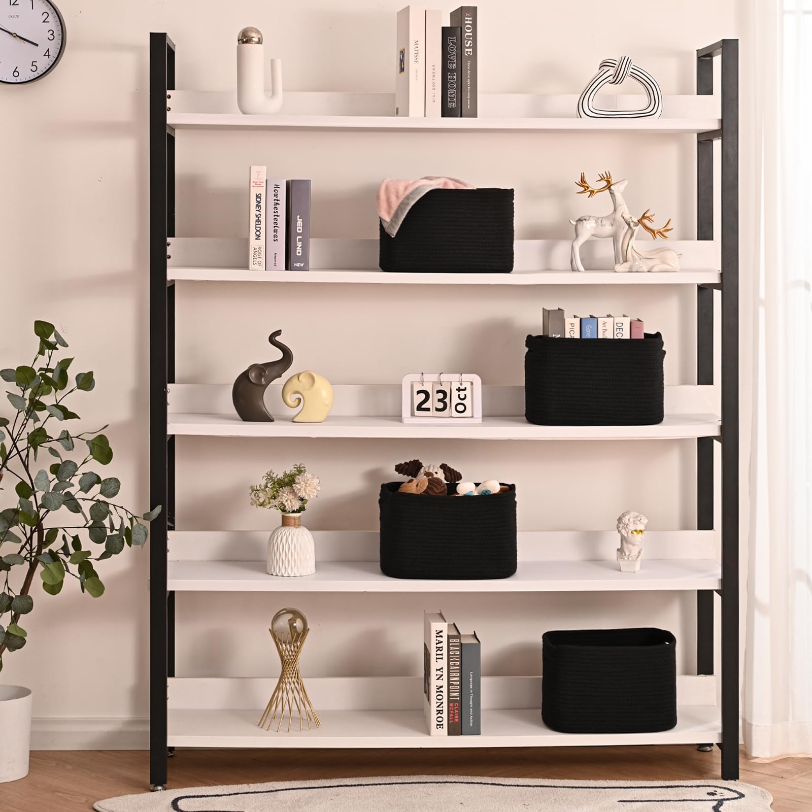 Black Storage Baskets for Shelves (4 Count)