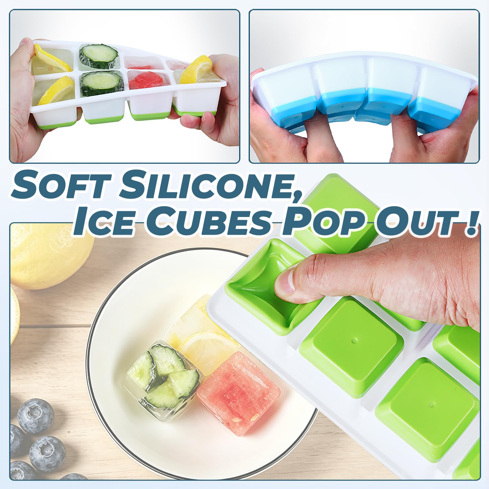 Large Ice Cube Trays with Lid (2 Count)