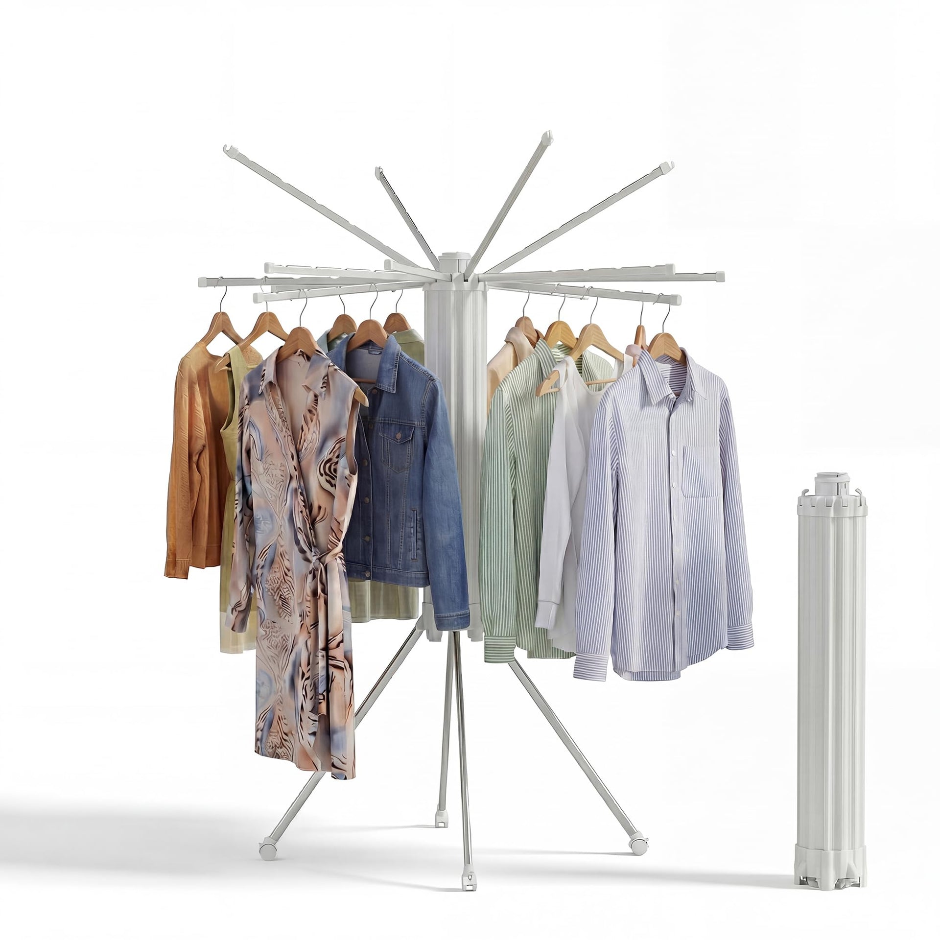 Foldable Clothes Drying Rack with Aluminum 4Legs 16Rods Single Layer