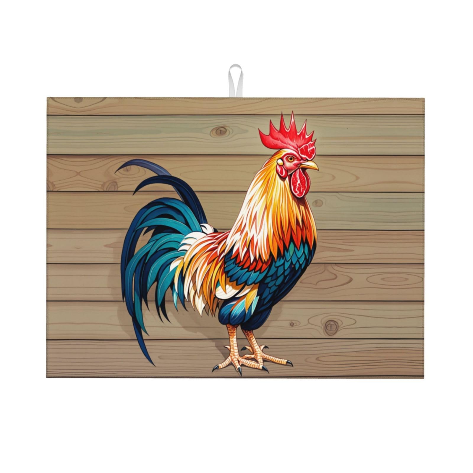 Rooster Dish Drying Mat Highly Absorbent Double