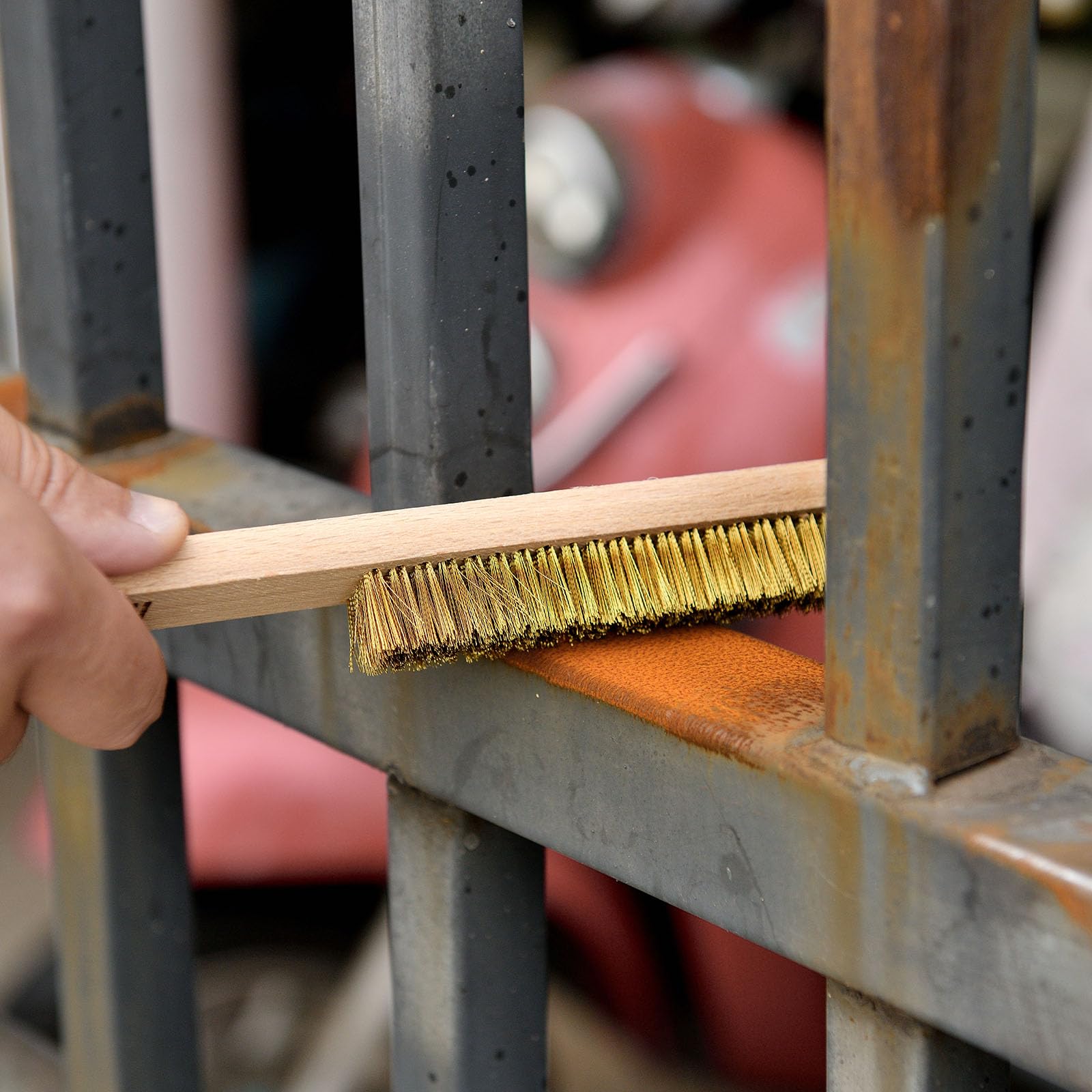 Brass Brush Soft Brass Bristles Wire Brush for Cleaning Metal Rust