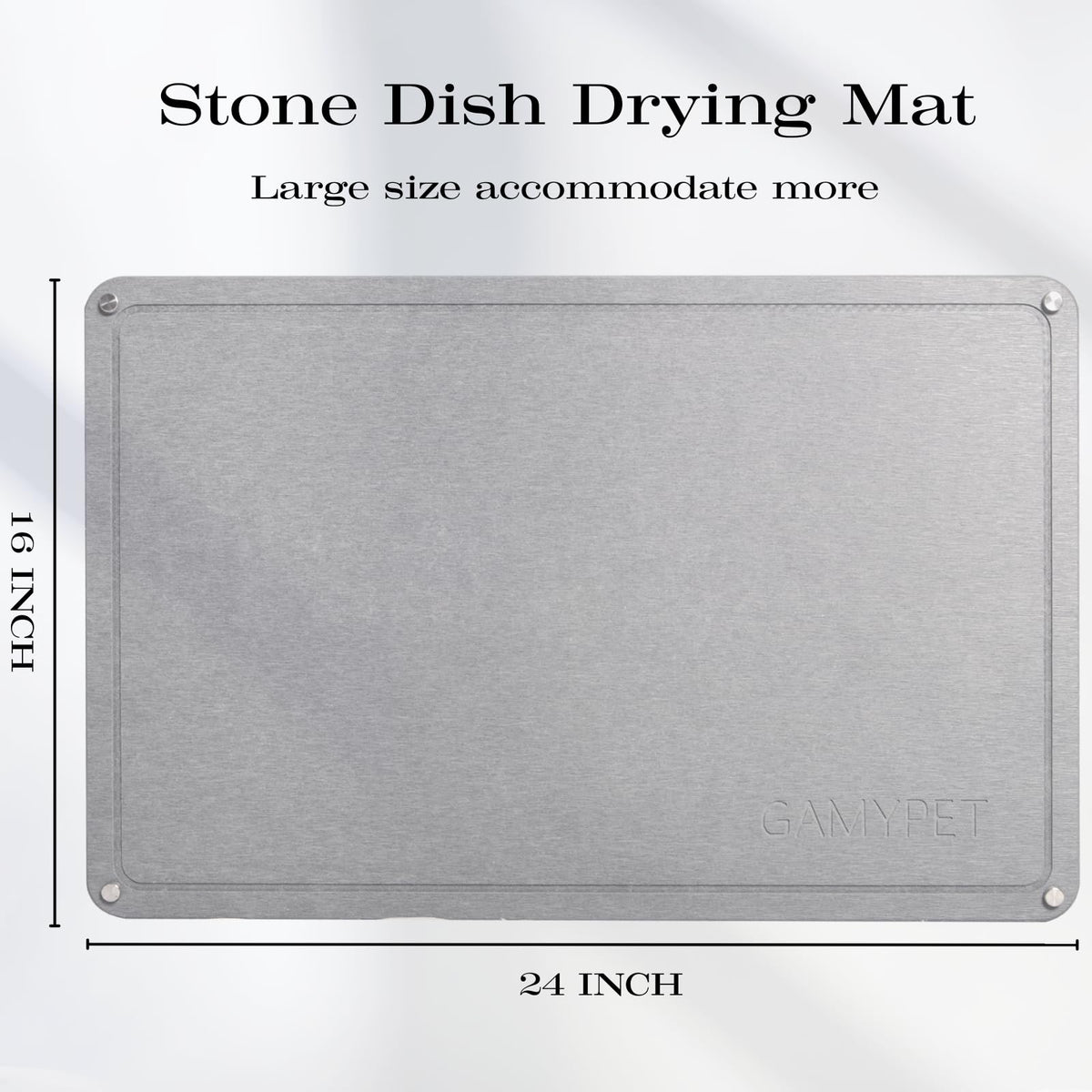 Large Dish Drying Stone Mat for Kitchen 24"x16" Light Gray