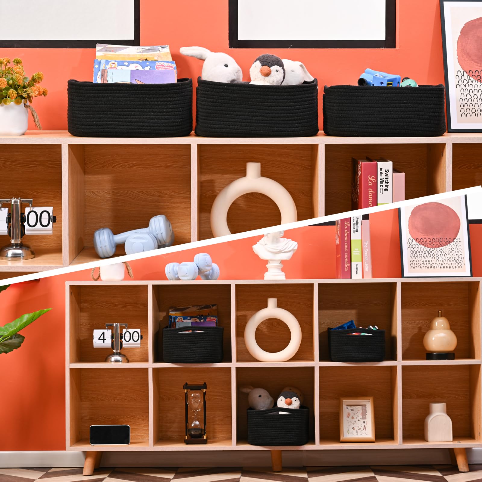Small Black Baskets for Organizing (3 Count)