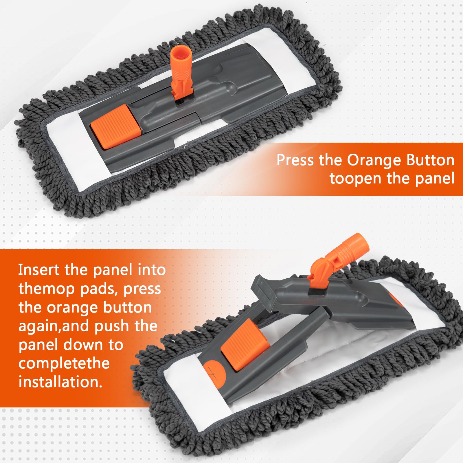 Dust Mop for Floor Cleaning with 3 Washable Pads and 55” Long Stainless Steel Handle - ModHome Supplies