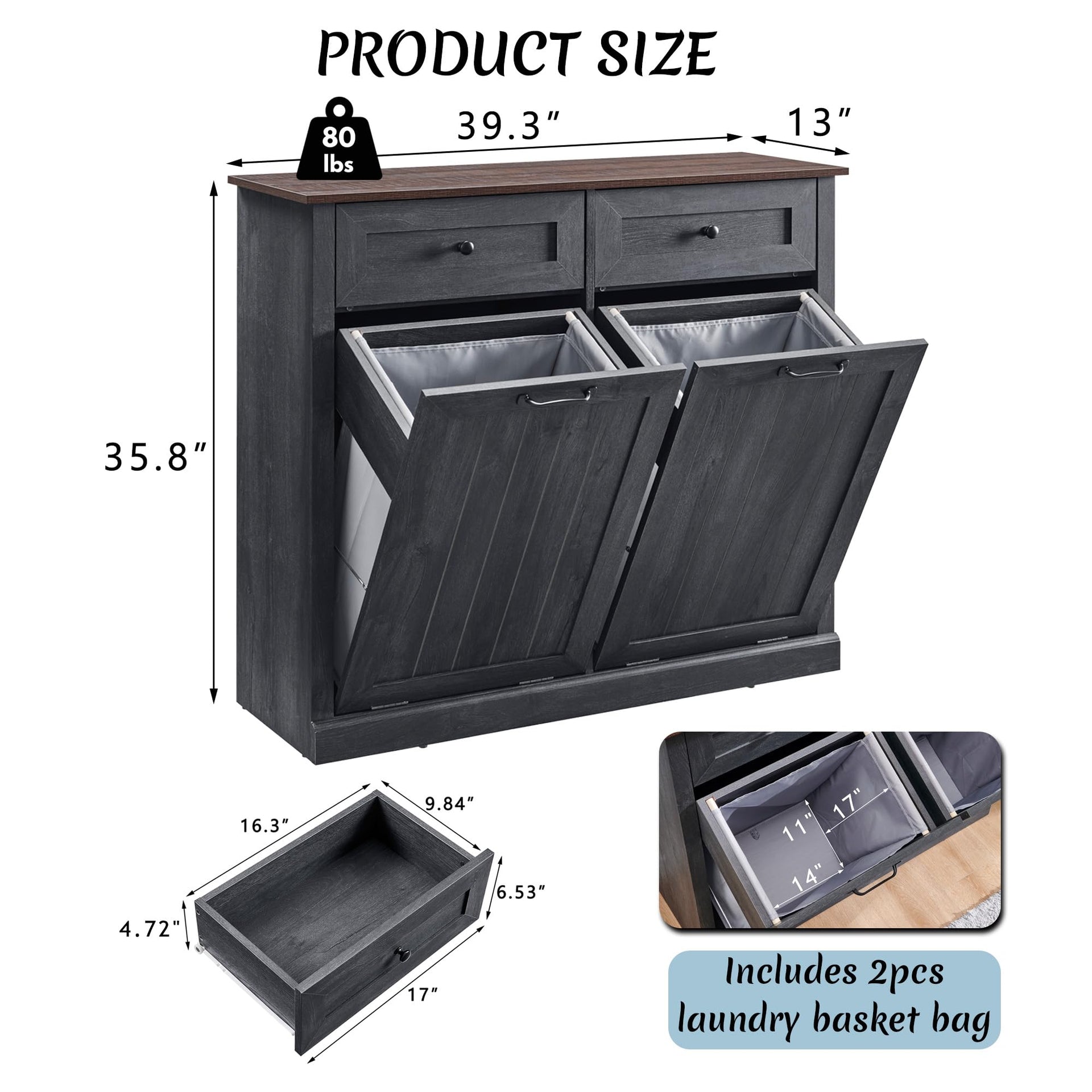 Double Tilt Out Laundry Hamper Cabinet