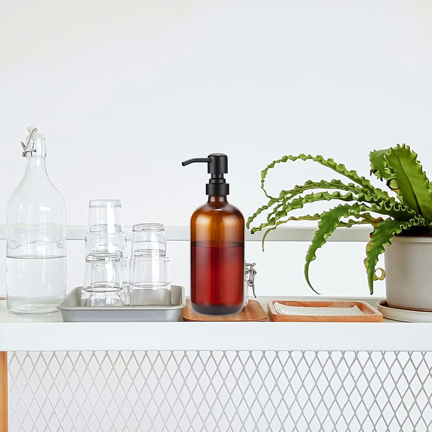 Amber Glass Soap Dispenser (2 Count)