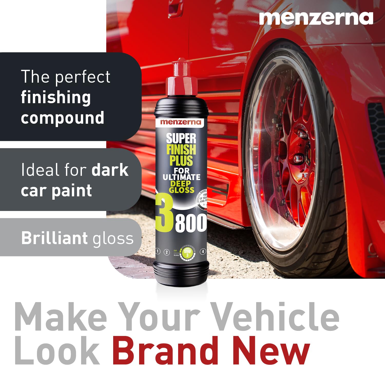 High Gloss Swirl Remover Kit I Car polishing Set with Menzerna Super Finish 3800 (8 Ounce)