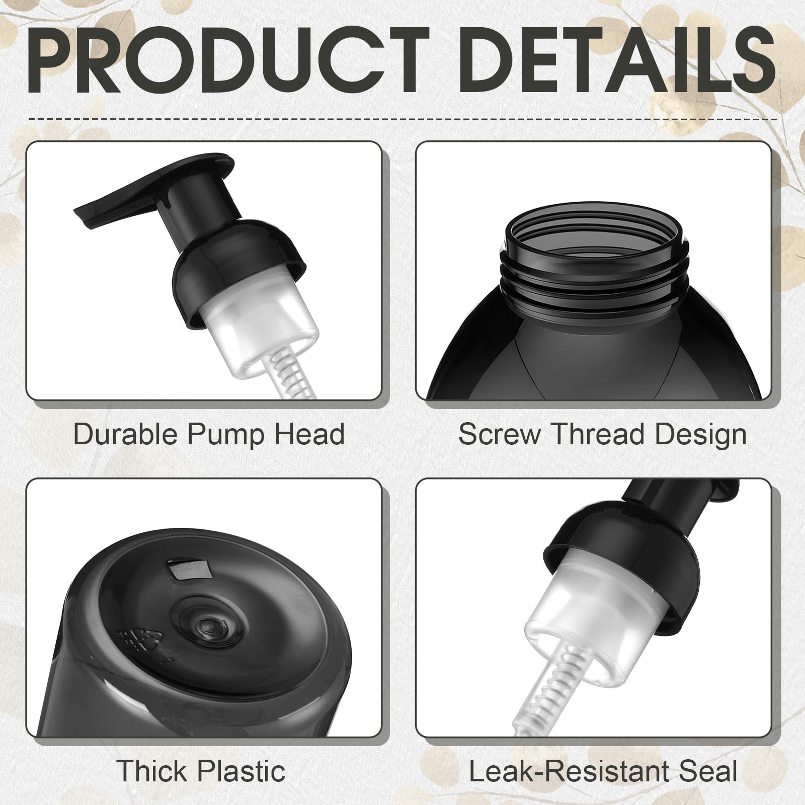 16 Pcs 17 oz Black Foaming Soap Dispenser (16 Count)