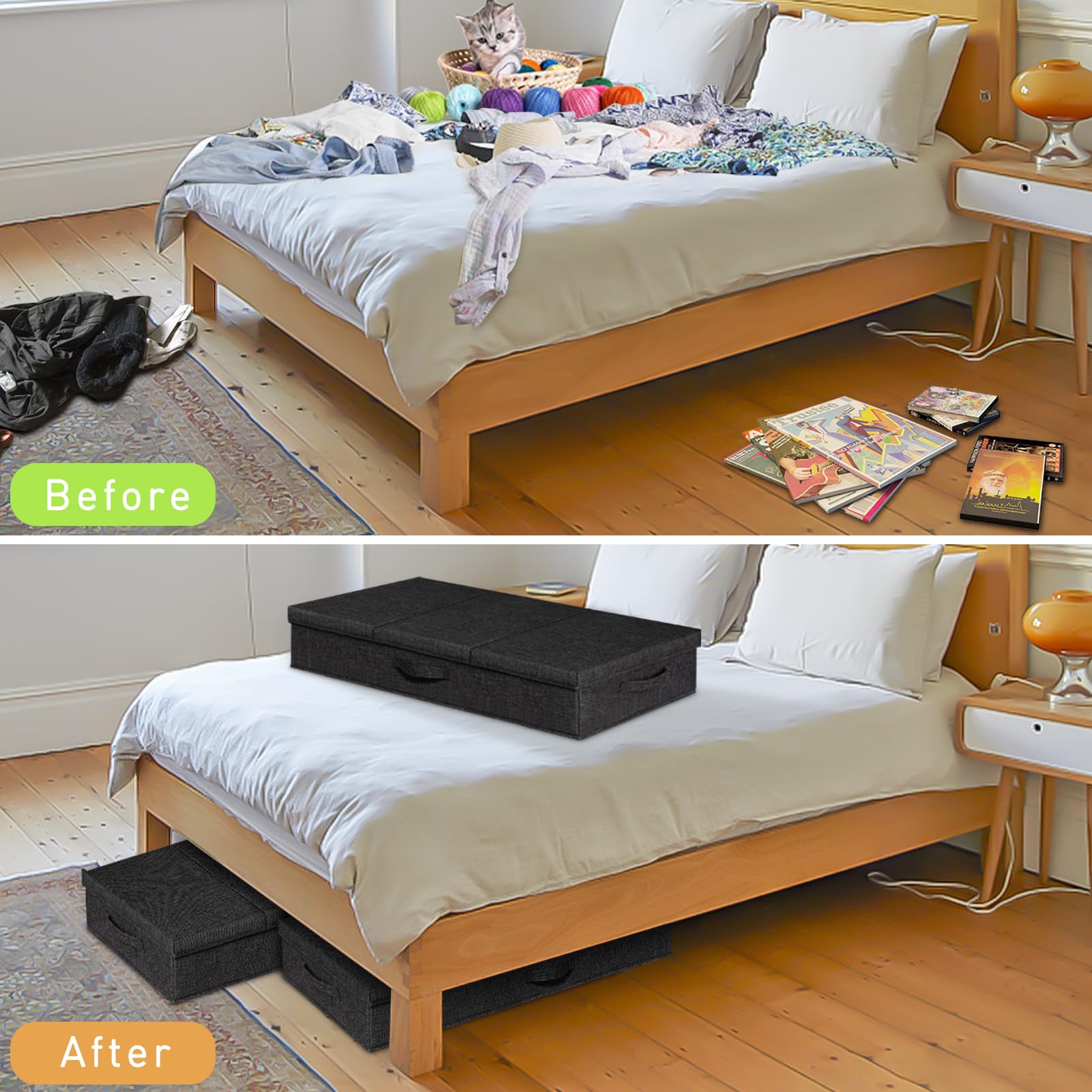6 in Tall Under Bed Storage Containers with Lid
