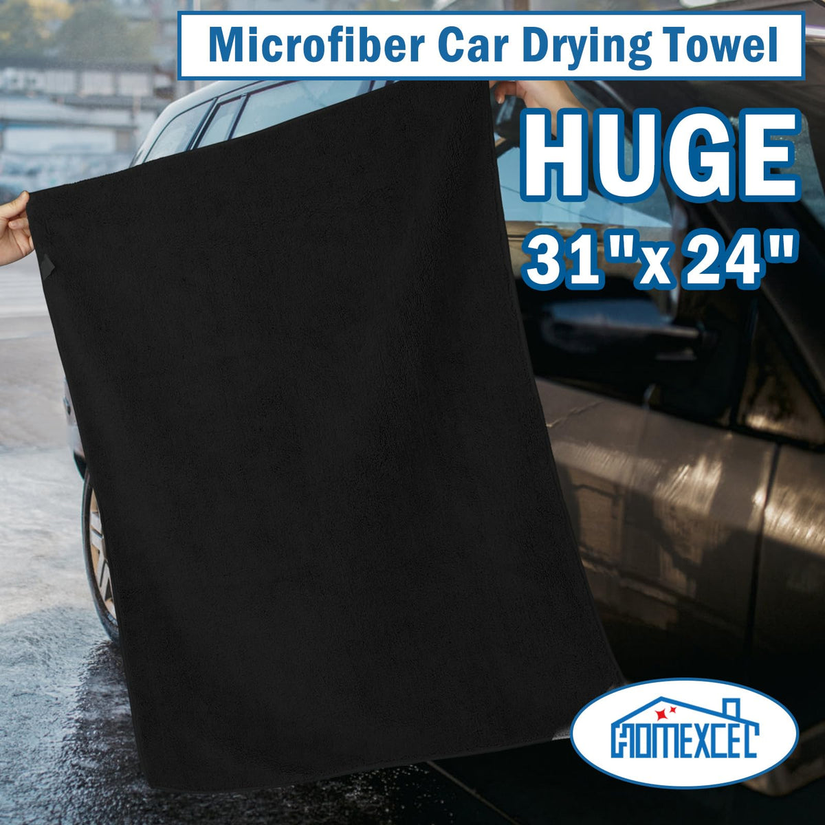 Professional Large Microfiber Car Drying Towels 4 Pack (4 Count)