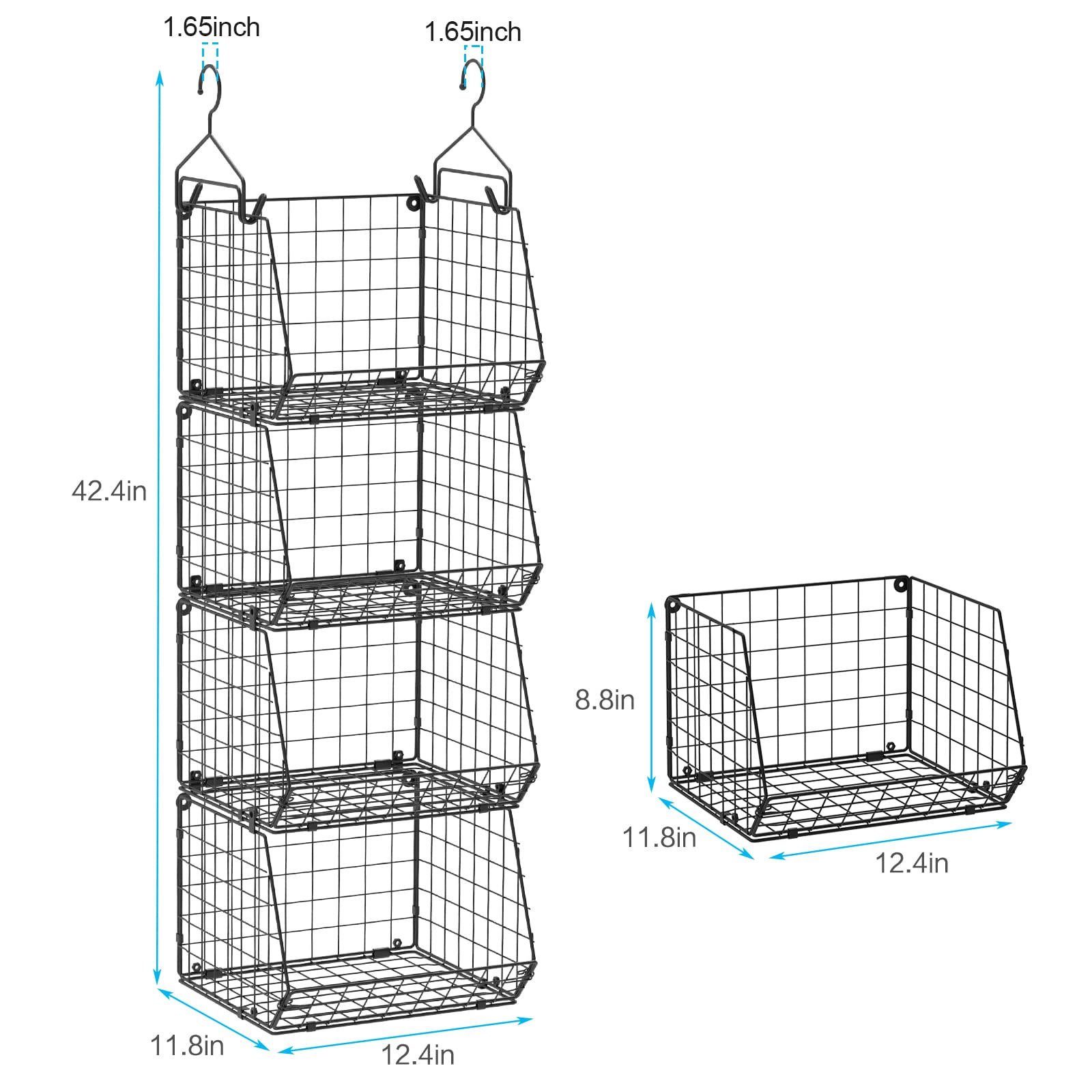 4 Tier Hanging Closet Organizer Foldable Hanging Storage Basket