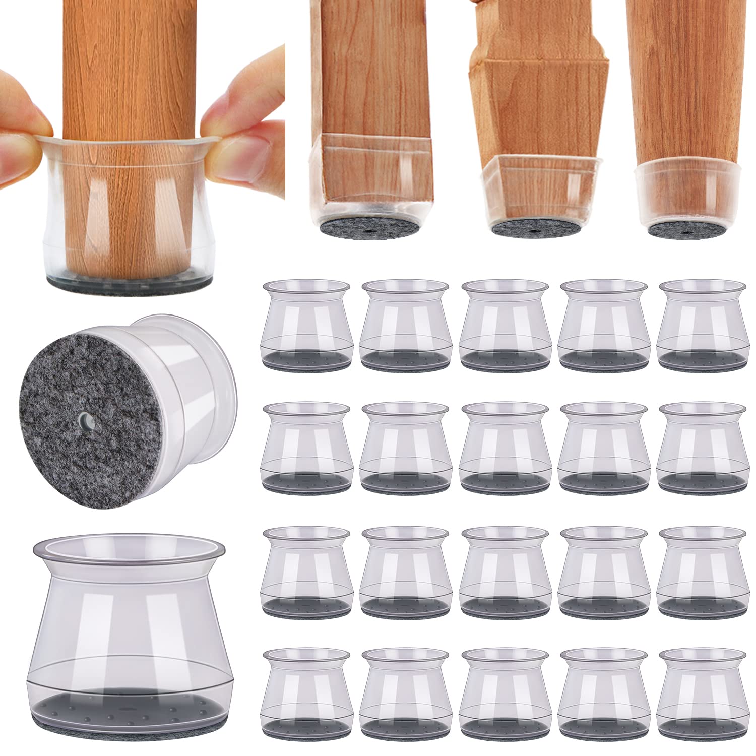 20Pcs Chair Leg Floor Protectors for Hardwood Floors Anti (20 Count)