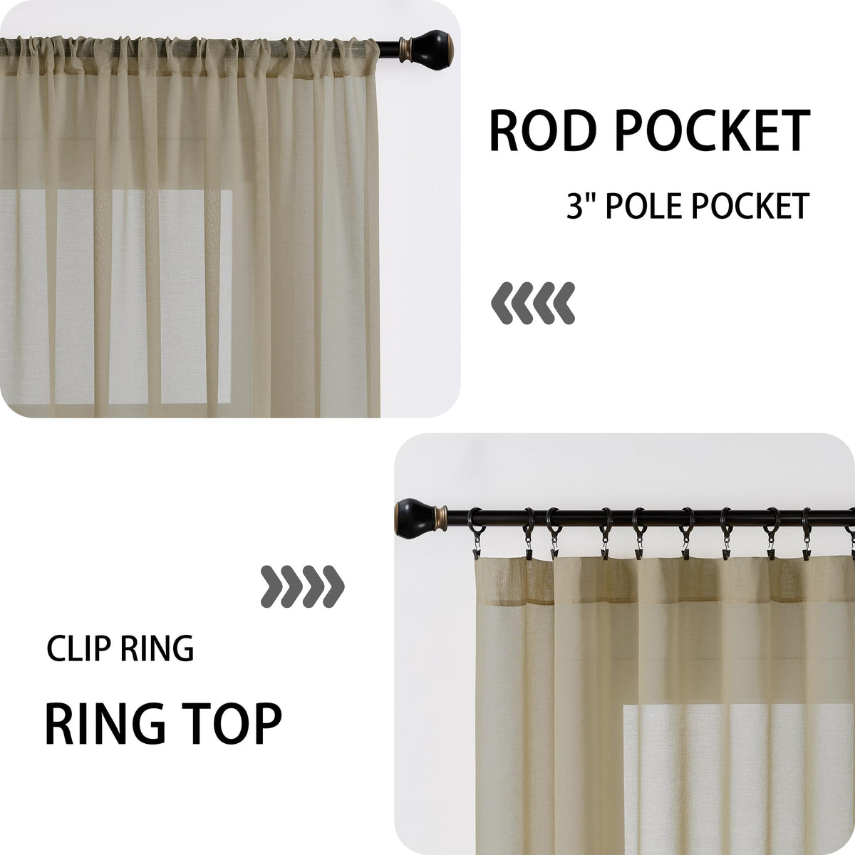 Sheer Door Curtain Closet Linen Textured Curtain Sheers Doorway Light Filtering Voile French Door Rod Pocket Curtains Patio Glass Doors