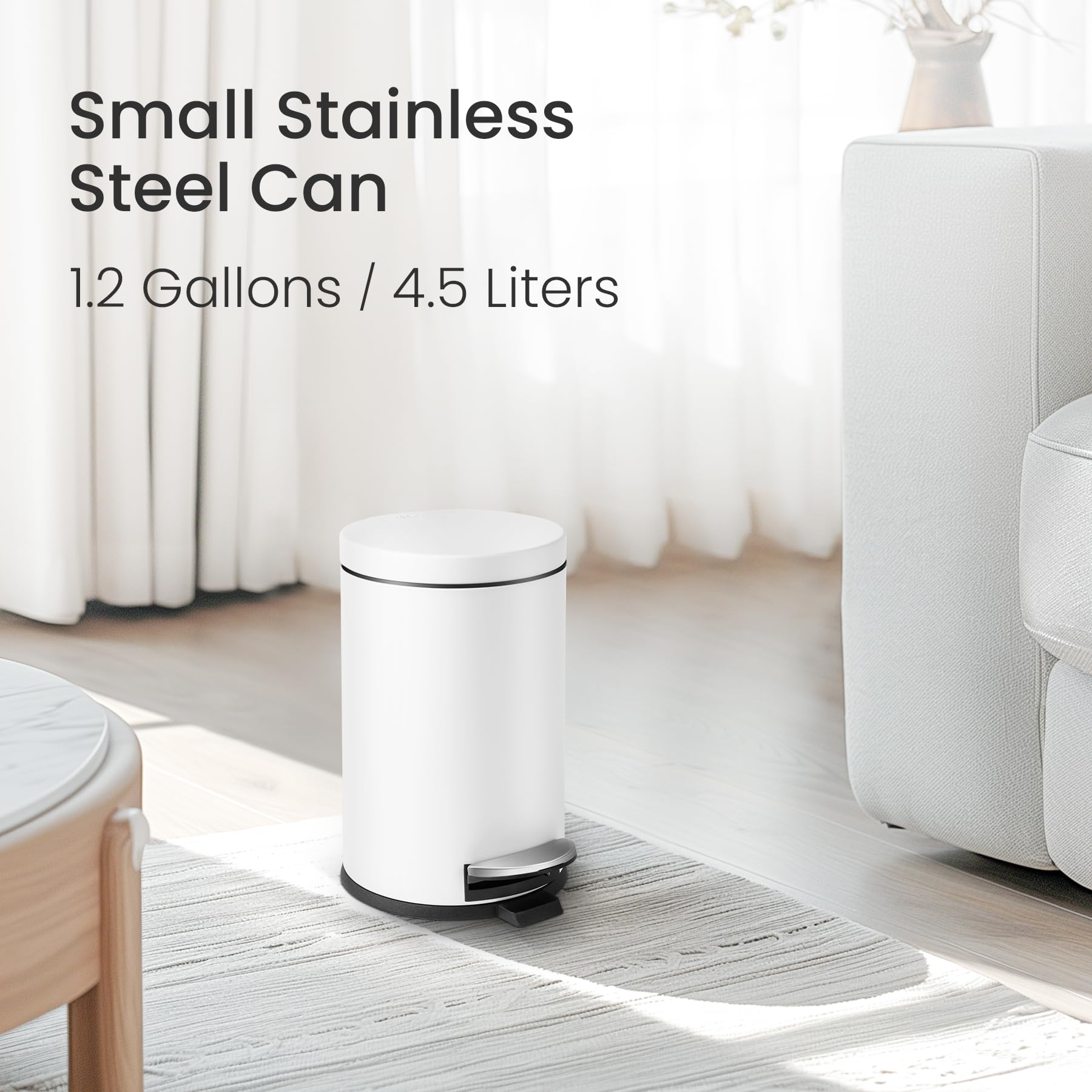 Small Round Bathroom Trash Can with Lid Soft Close