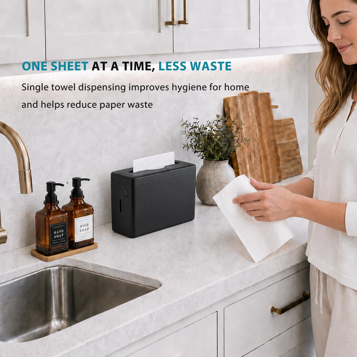 Multifold Paper Towel Dispenser Countertop Black Wide Design Large Capacity
