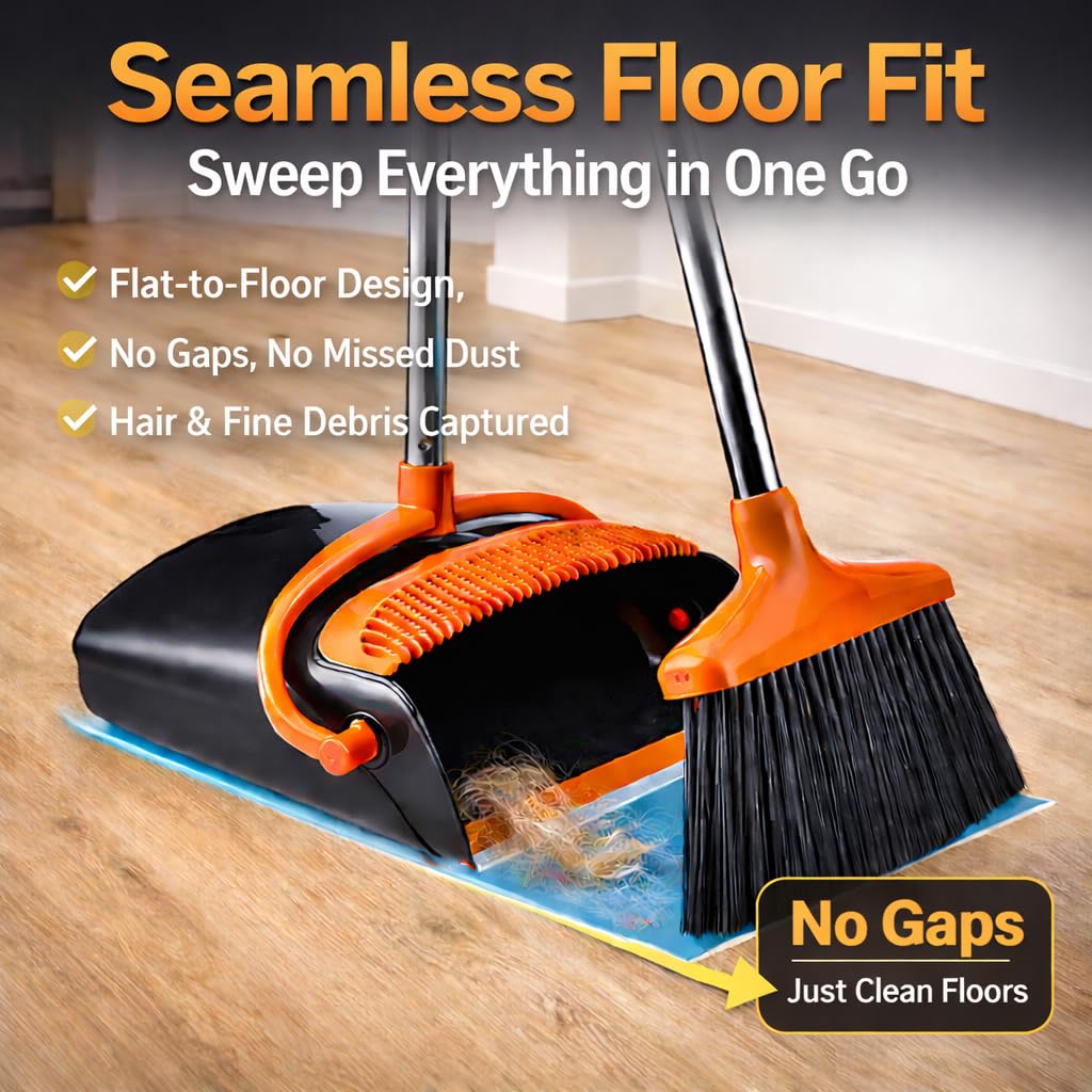 Broom and Dustpan Set with Long Handle
