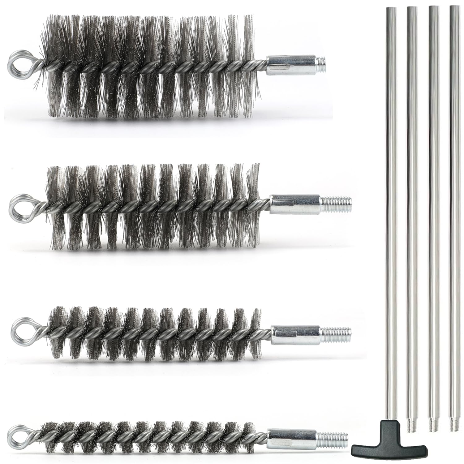 50 in Pipe Cleaning Brush Set with Stainless Steel Bristles