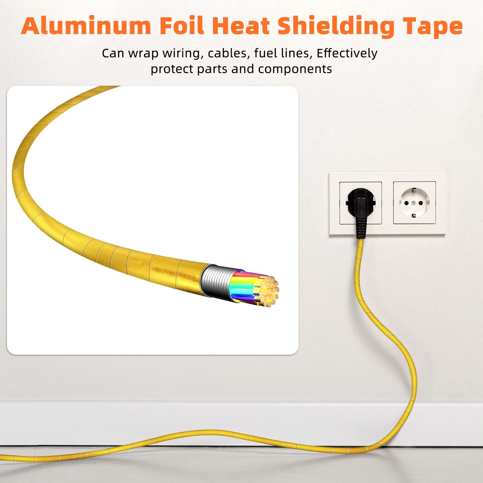 2 Rolls Aluminum Foil Tape Heat Shield Tape Barrier Adhesive Reflective Fiberglass Thermal Insulation Reflective Material High Temp Protection (131.2 Foot)